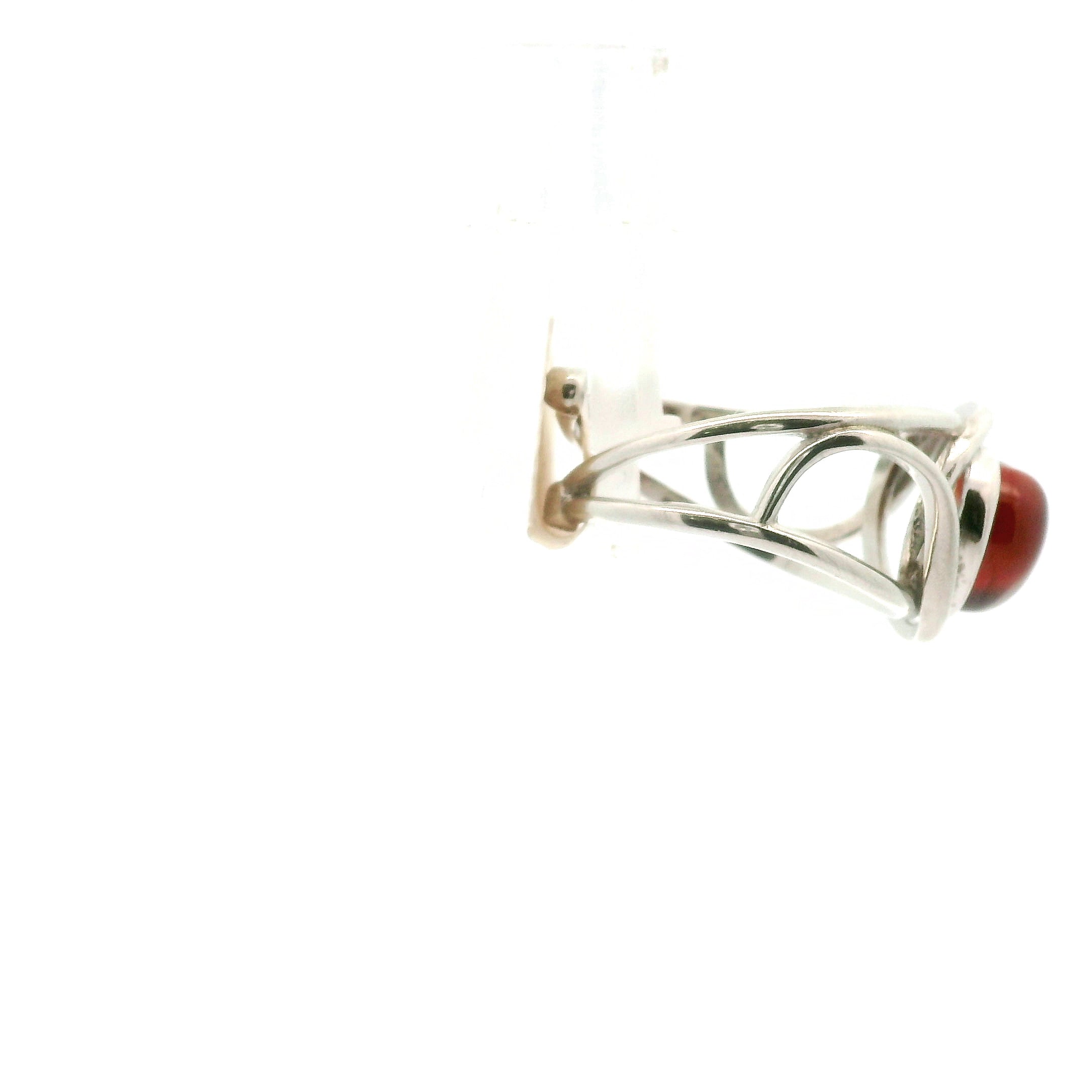 Hessonite Garnet Heart Finger Cuff Adjustable Ring .925 Silver for Manifesting Love and Success in your Career, Protection and Wealth