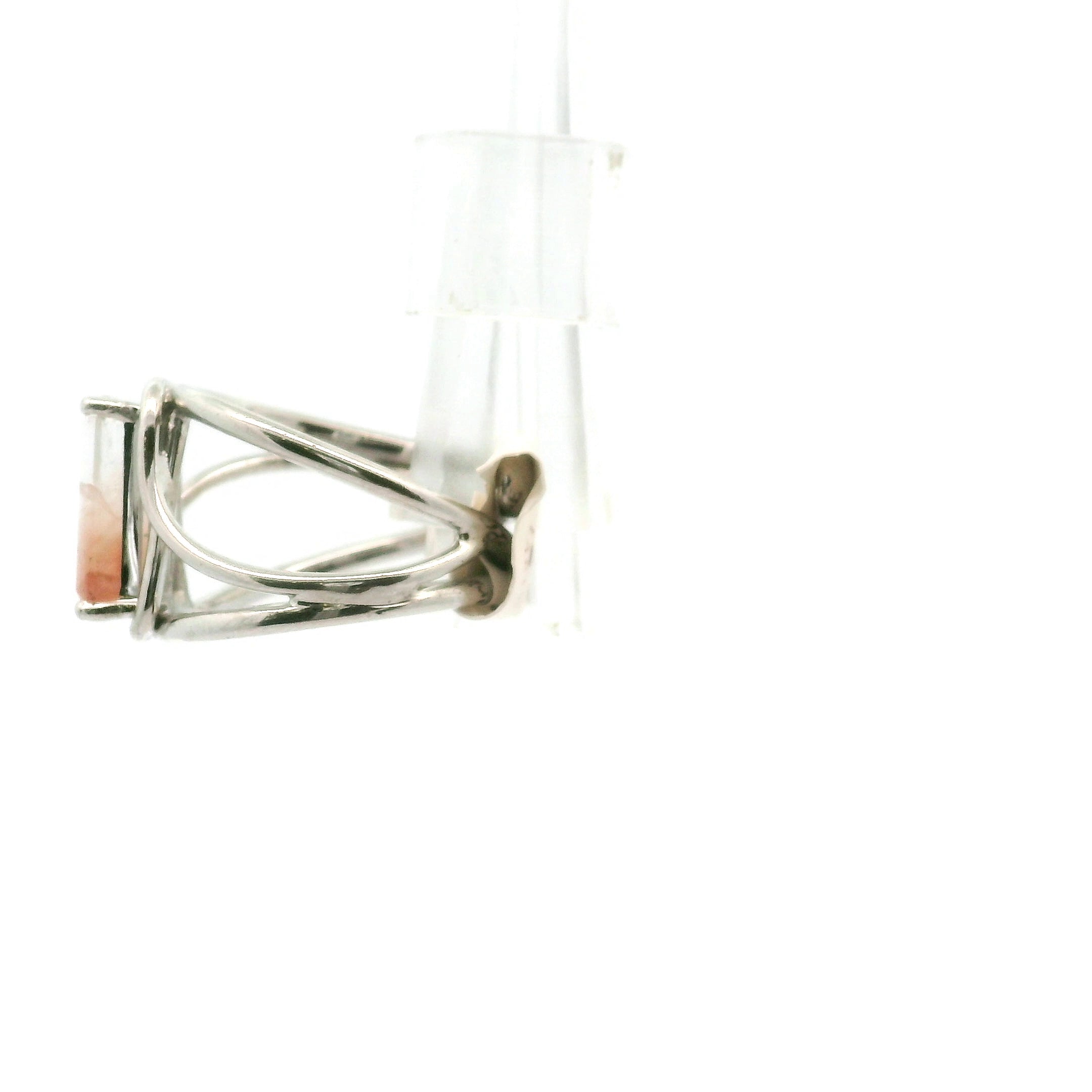 Amphibole Quartz Cuff Ring .925 Sterling Silver for Connecion with Angels and Protection