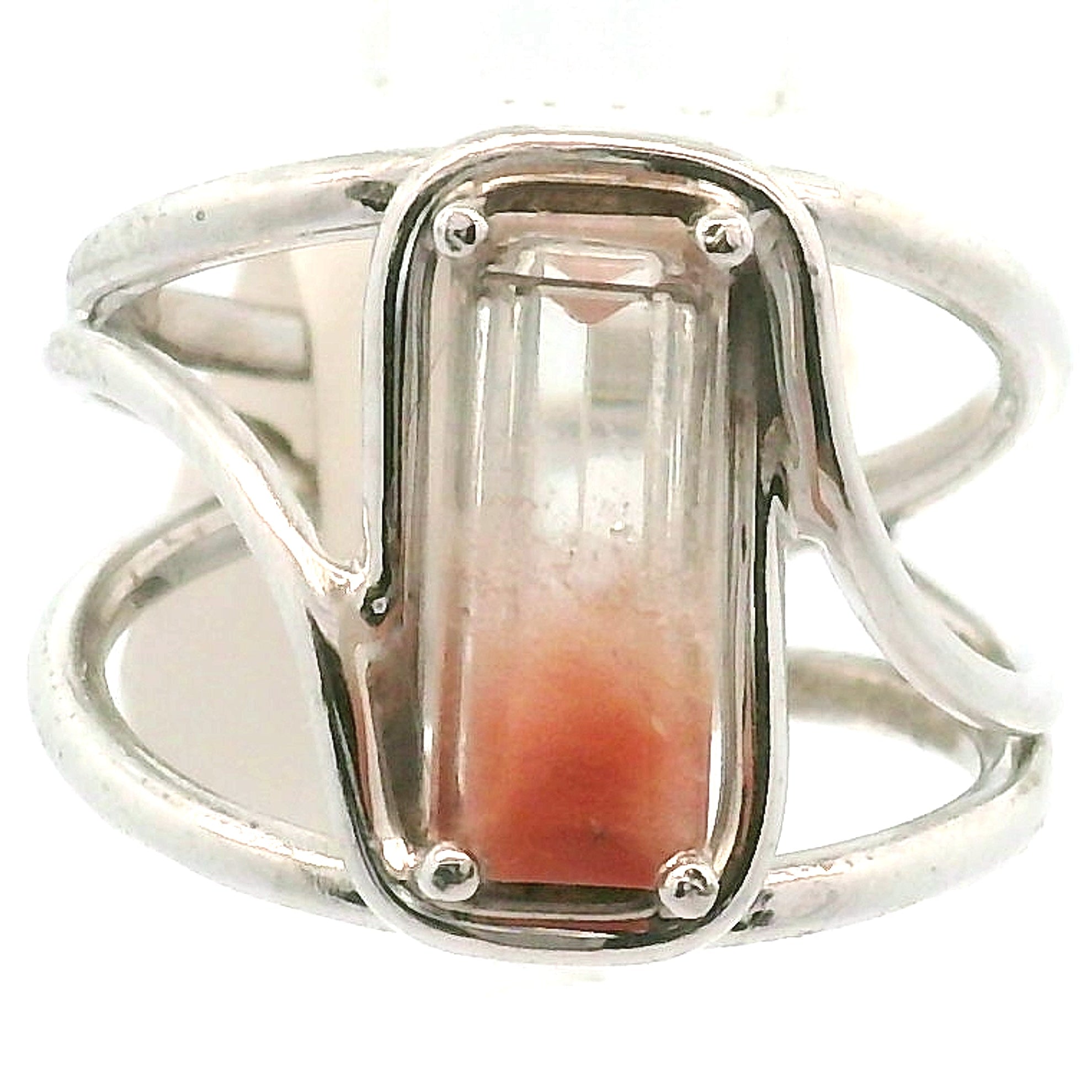 Amphibole Quartz Cuff Ring .925 Sterling Silver for Connecion with Angels and Protection