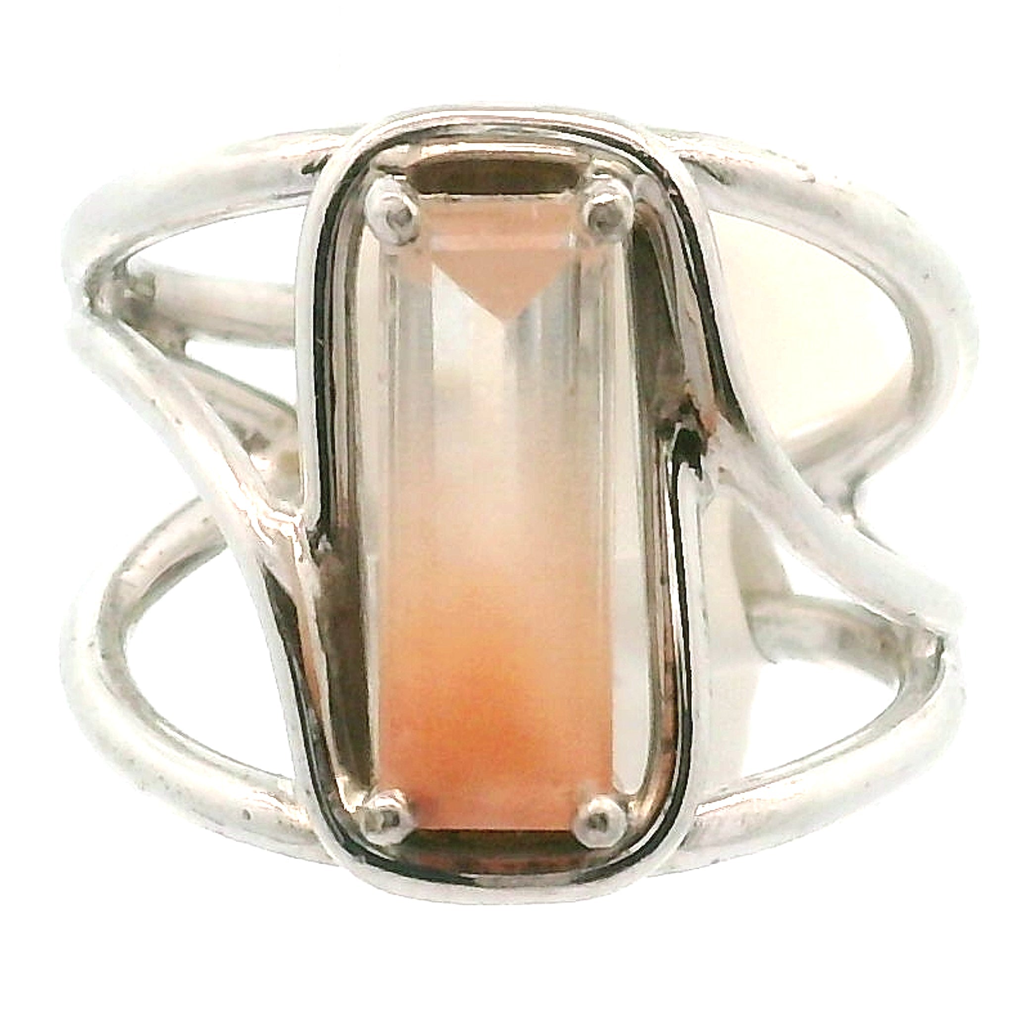 Amphibole Quartz Cuff Ring .925 Sterling Silver for Connecion with Angels and Protection