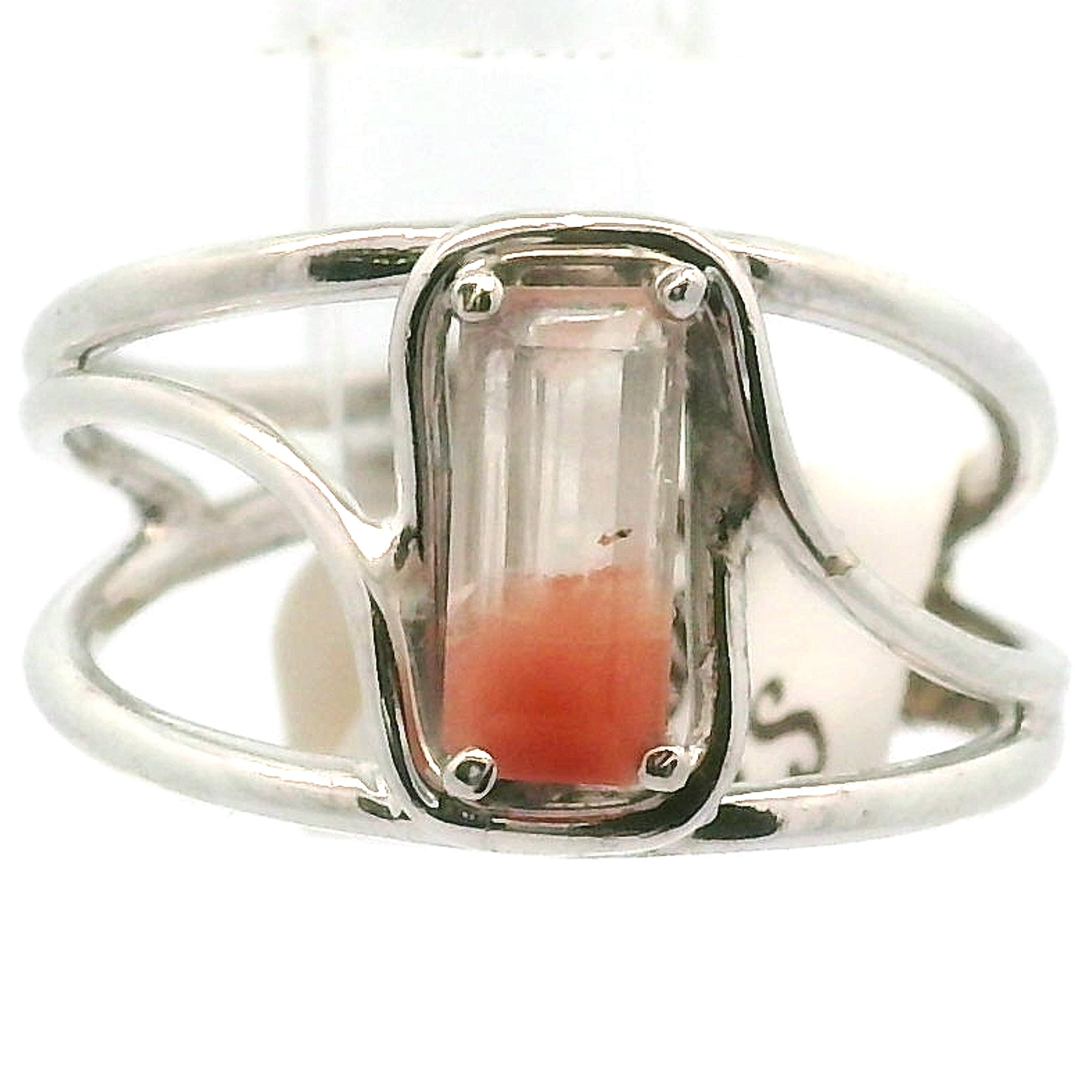 Amphibole Quartz Cuff Ring .925 Sterling Silver for Connecion with Angels and Protection