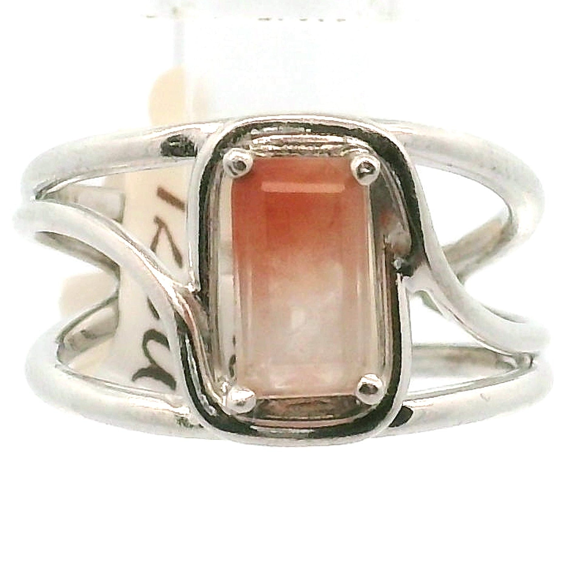 Amphibole Quartz Cuff Ring .925 Sterling Silver for Connecion with Angels and Protection