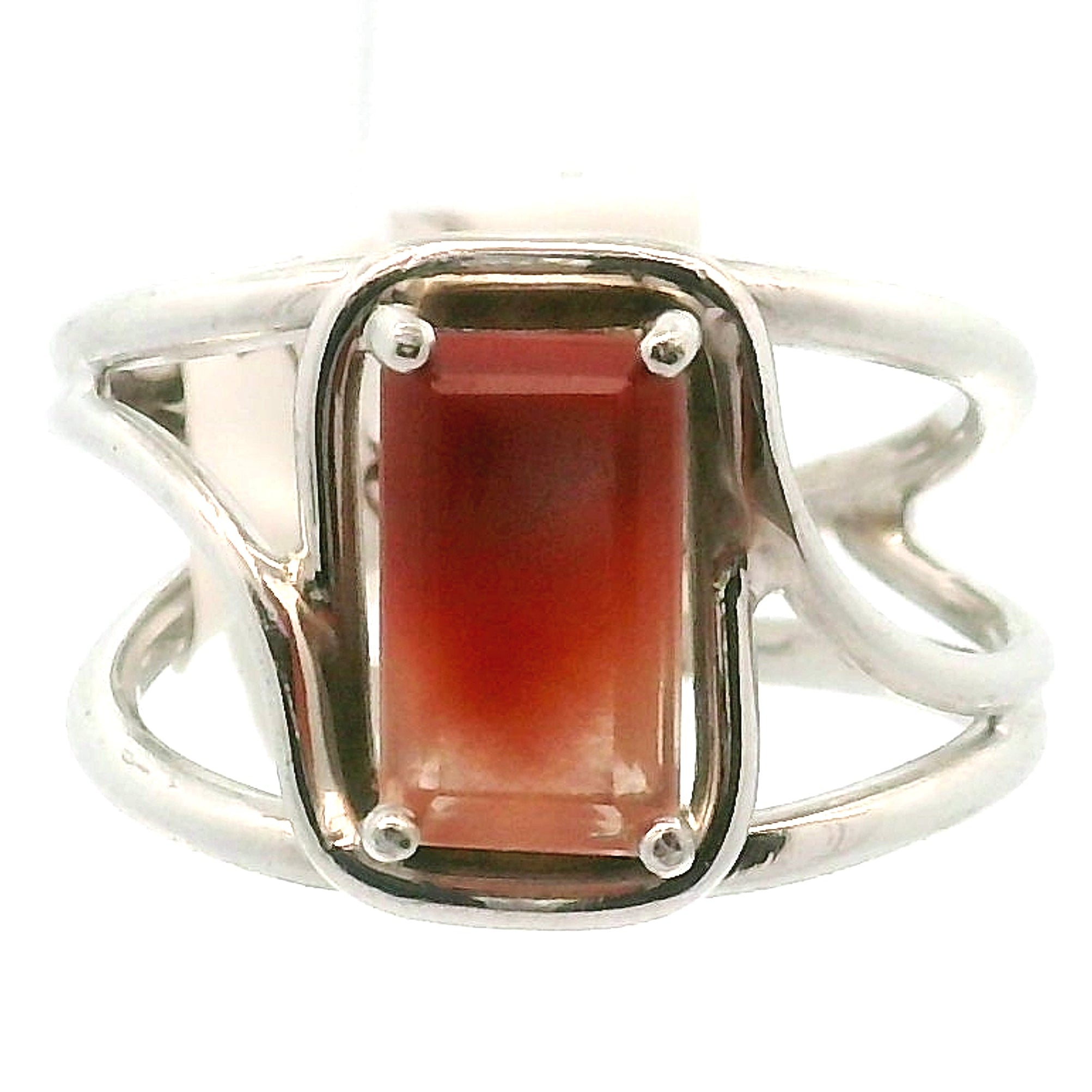 Amphibole Quartz Cuff Ring .925 Sterling Silver for Connecion with Angels and Protection