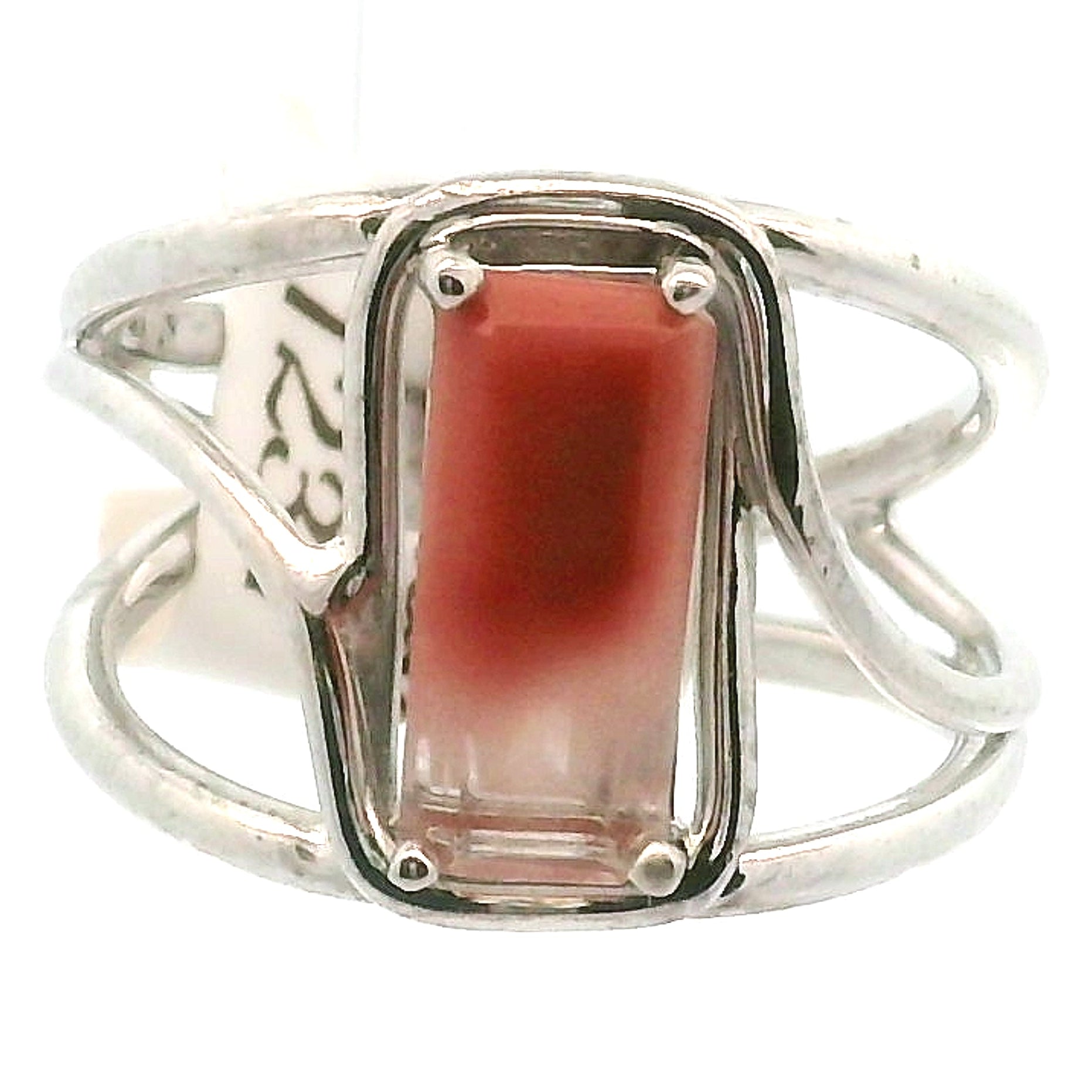 Amphibole Quartz Cuff Ring .925 Sterling Silver for Connecion with Angels and Protection