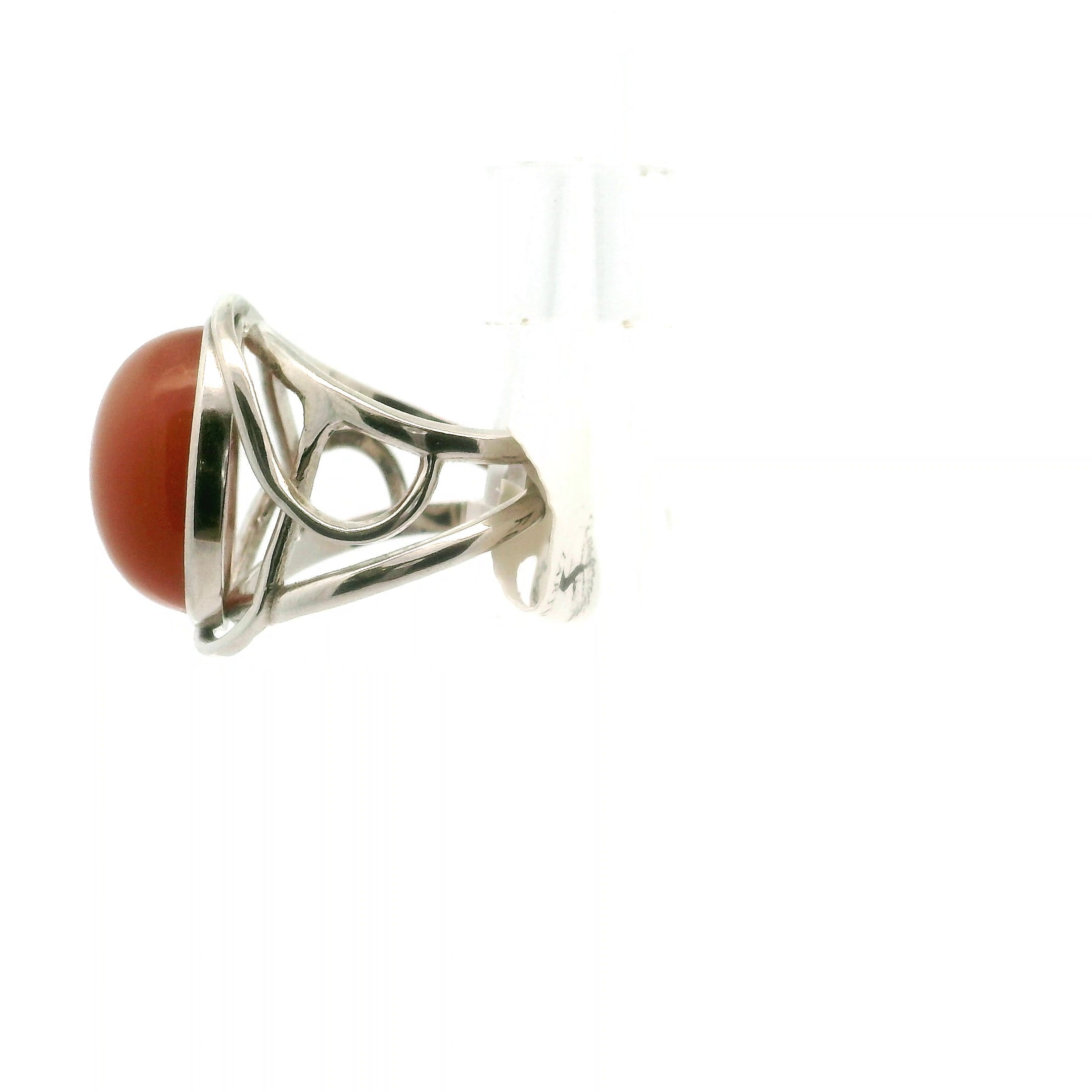 Peach Moonstone Cuff Ring .925 Silver for New Beginnings, Artistic Expression, Creativity & Manifestation