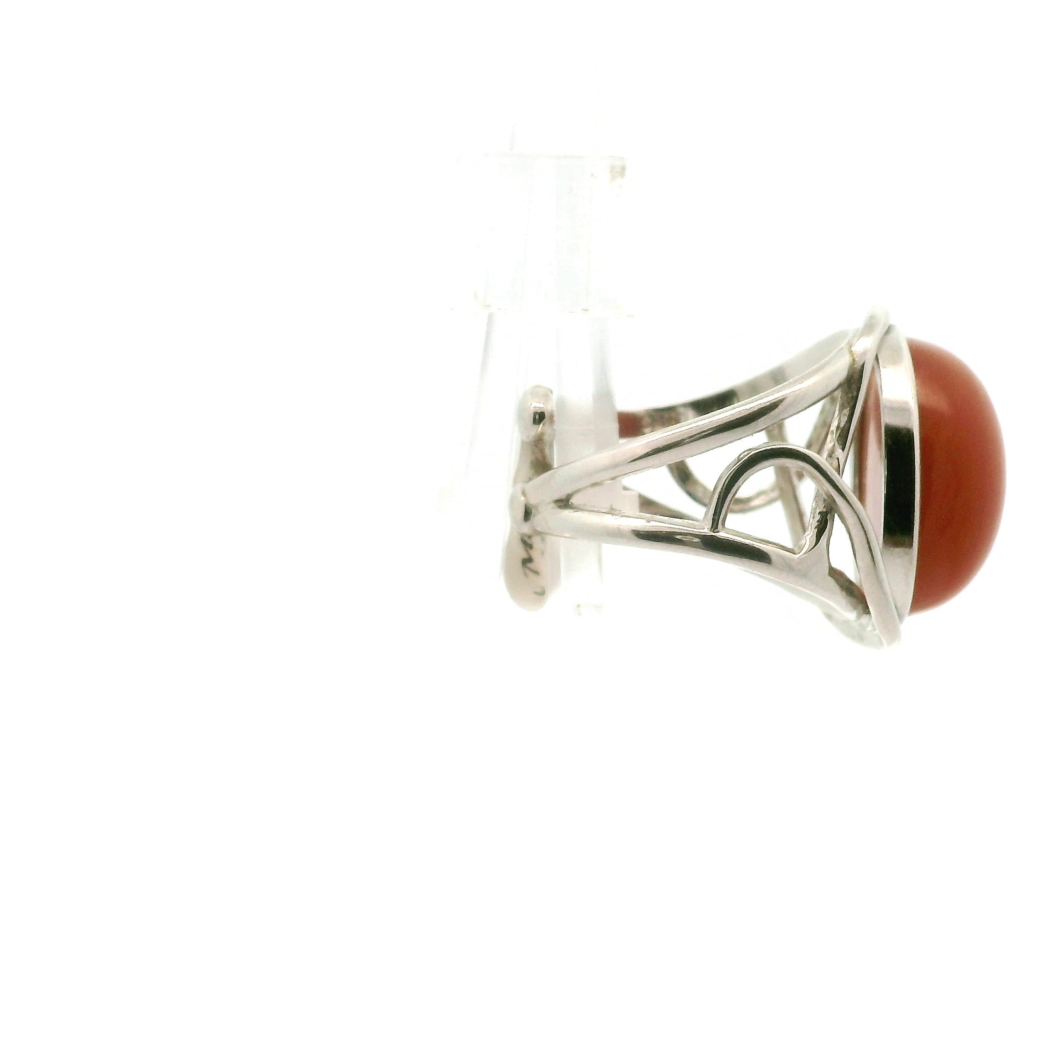 Peach Moonstone Cuff Ring .925 Silver for New Beginnings, Artistic Expression, Creativity & Manifestation