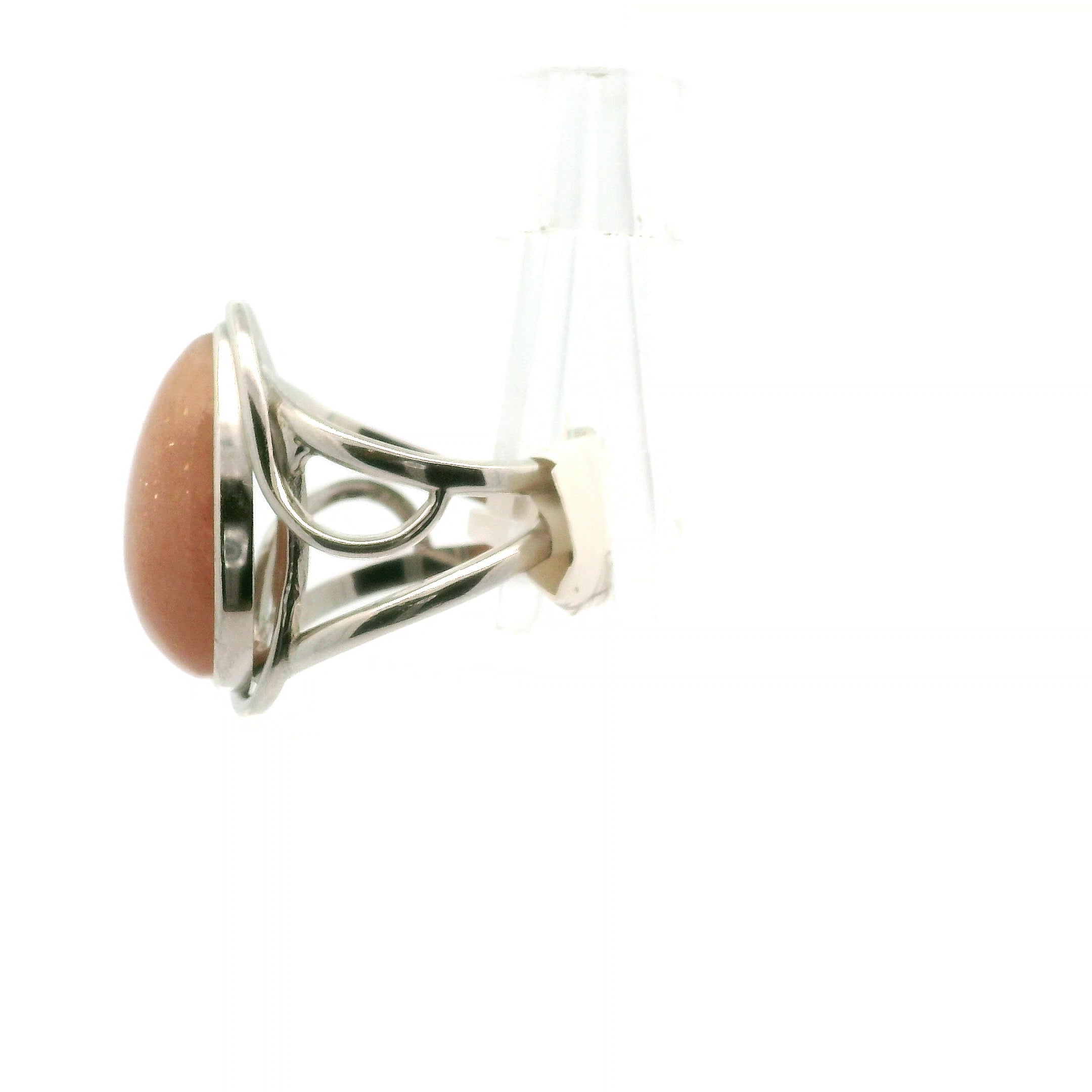 Peach Moonstone Cuff Ring .925 Silver for New Beginnings, Artistic Expression, Creativity & Manifestation