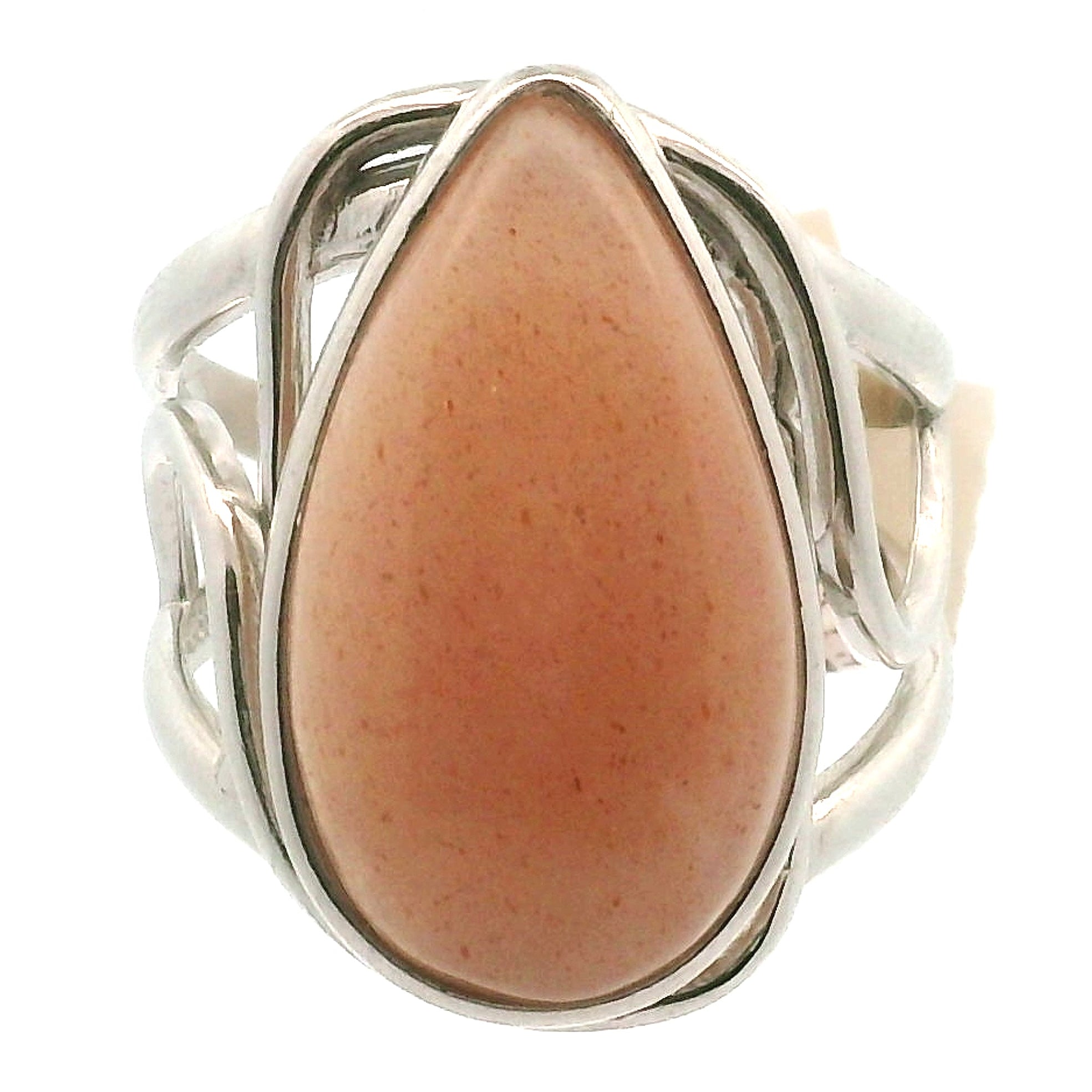Peach Moonstone Cuff Ring .925 Silver for New Beginnings, Artistic Expression, Creativity & Manifestation