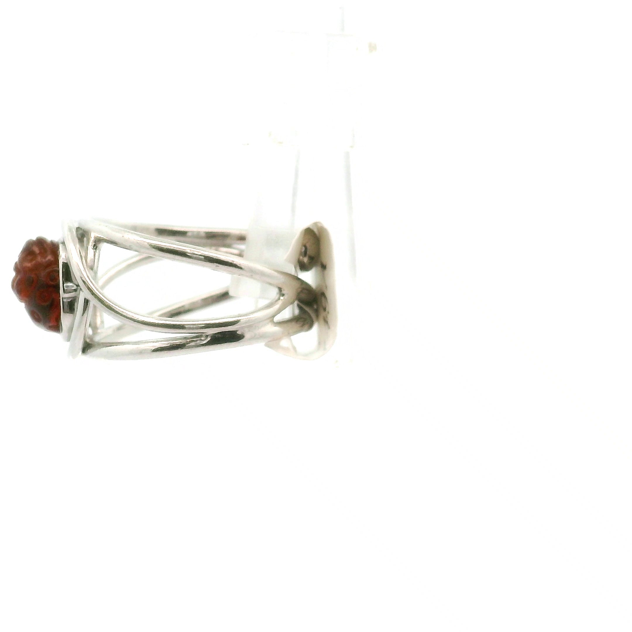 Hessonite Garnet Money Toad Cuff Ring in .925 Silver for Manifesting Love and Success in your Career, Protection and Wealth