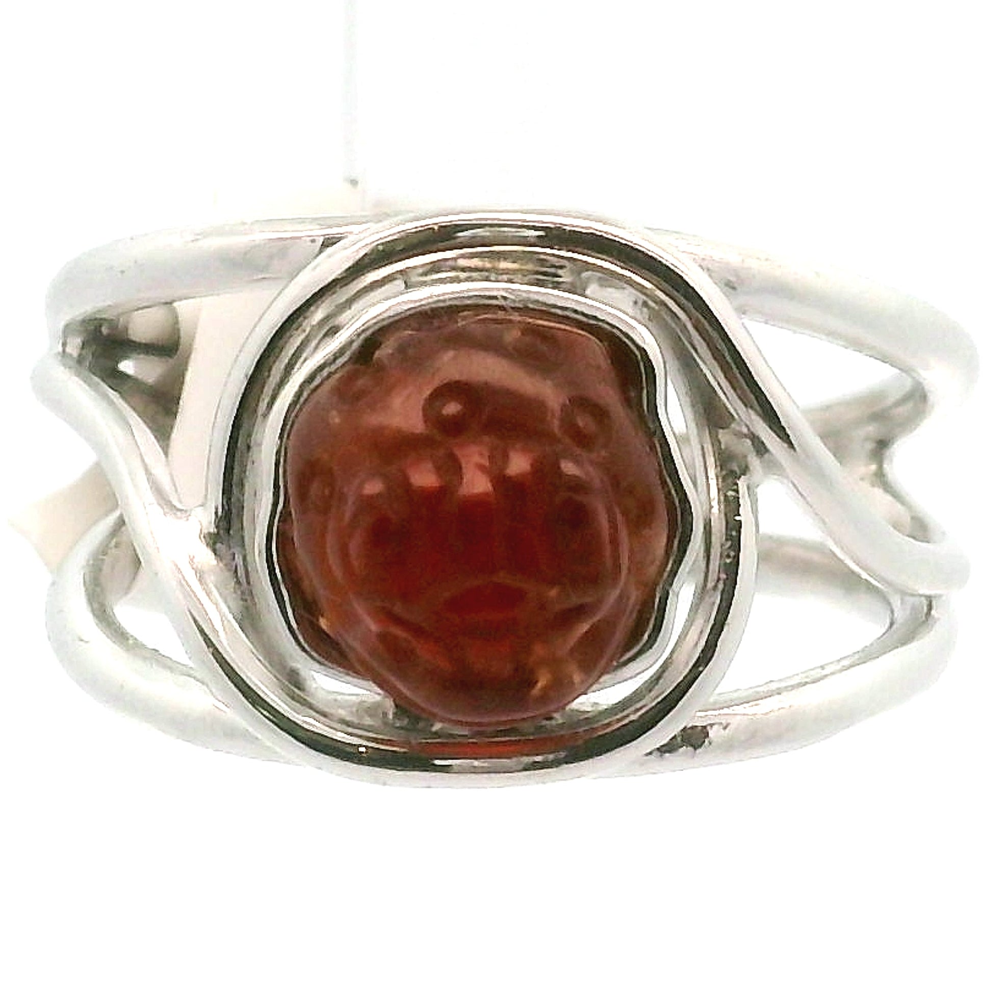 Hessonite Garnet Money Toad Cuff Ring in .925 Silver for Manifesting Love and Success in your Career, Protection and Wealth