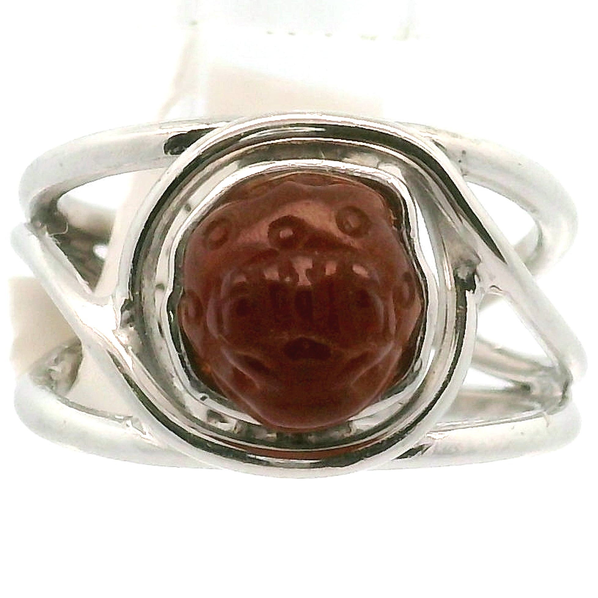 Hessonite Garnet Money Toad Cuff Ring in .925 Silver for Manifesting Love and Success in your Career, Protection and Wealth