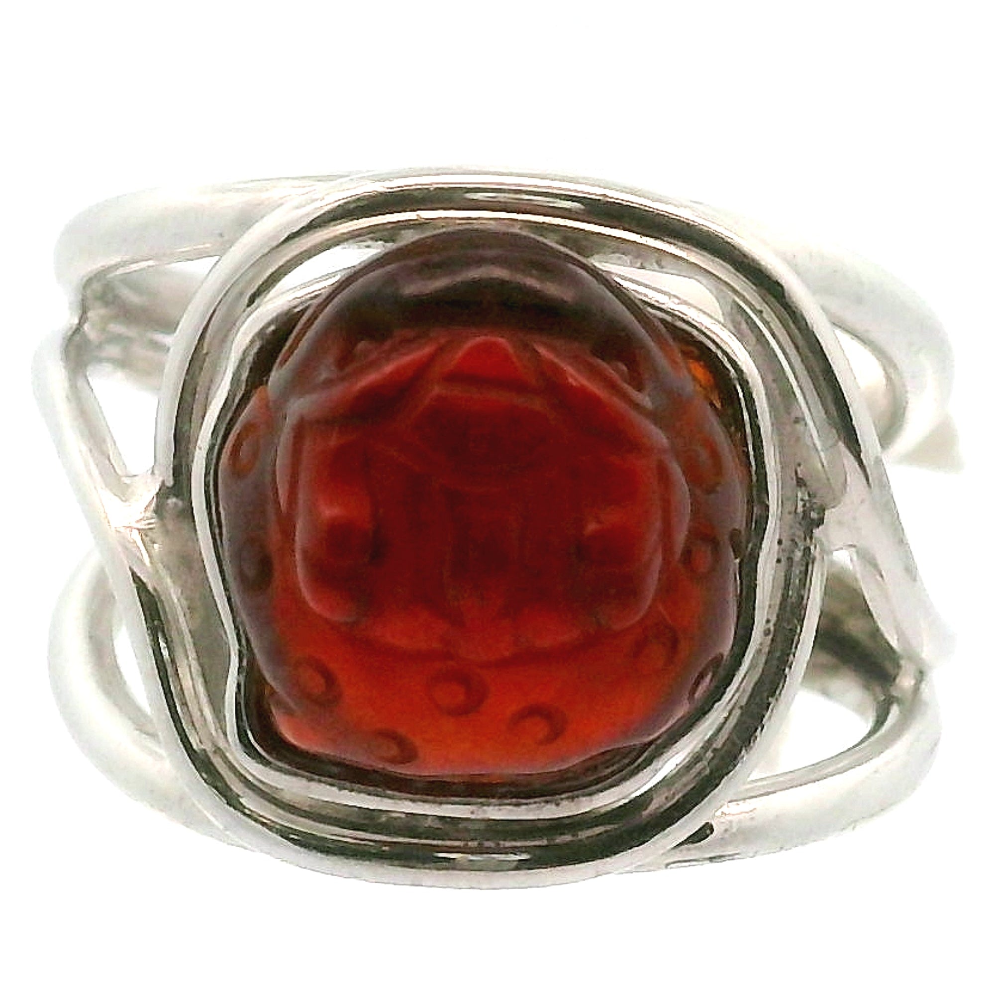 Hessonite Garnet Money Toad Cuff Ring in .925 Silver for Manifesting Love and Success in your Career, Protection and Wealth