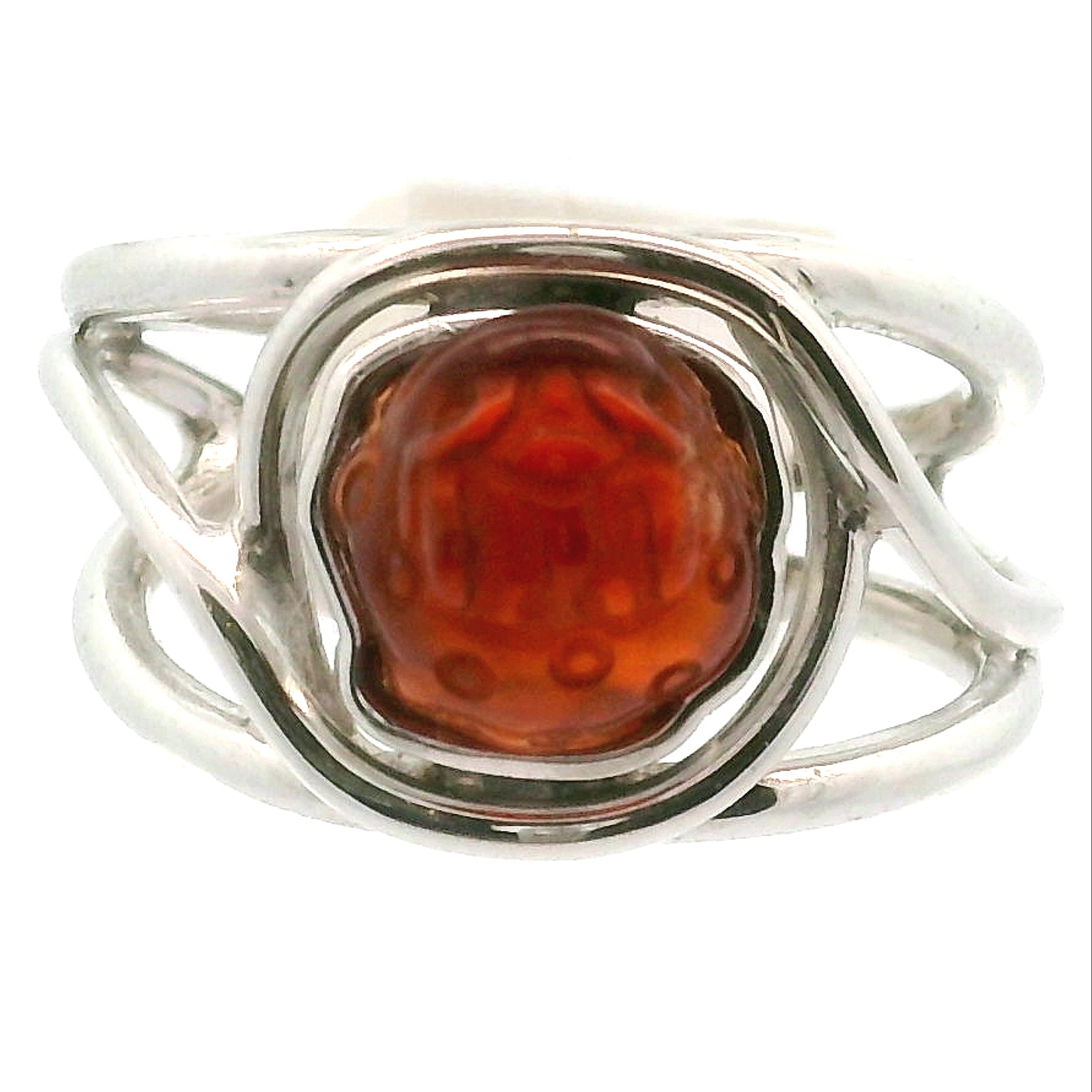 Hessonite Garnet Money Toad Cuff Ring in .925 Silver for Manifesting Love and Success in your Career, Protection and Wealth