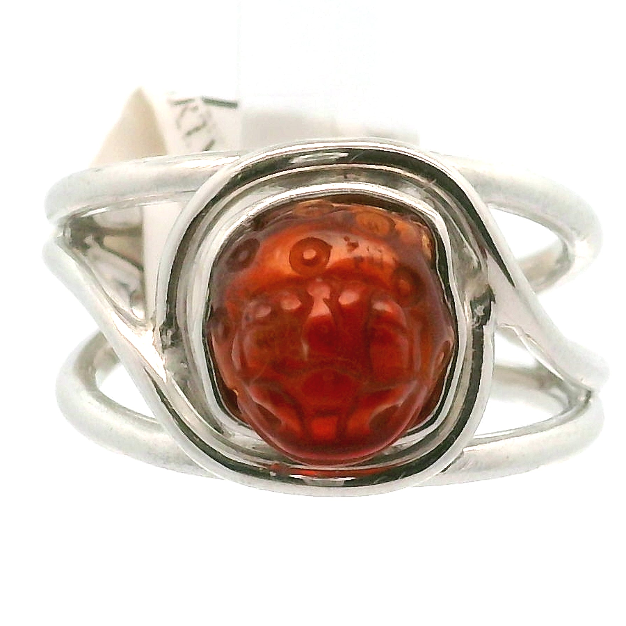 Hessonite Garnet Money Toad Cuff Ring in .925 Silver for Manifesting Love and Success in your Career, Protection and Wealth