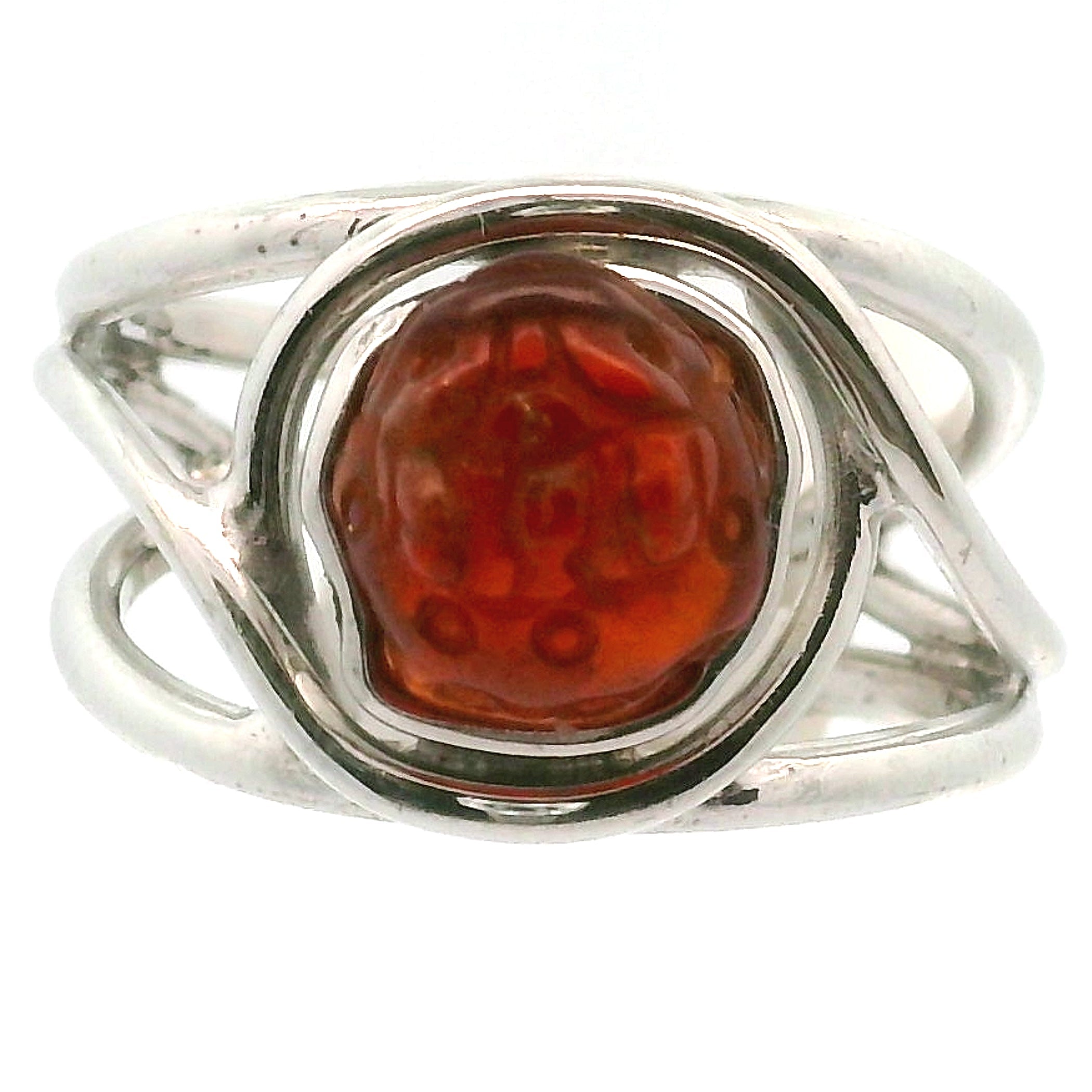 Hessonite Garnet Money Toad Cuff Ring in .925 Silver for Manifesting Love and Success in your Career, Protection and Wealth