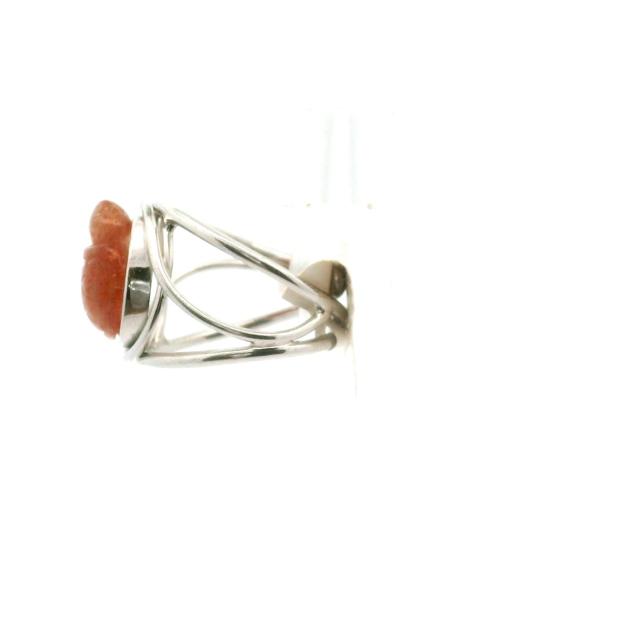 Sunstone Turtle Cuff Ring .925 Silver for Confidence and Strength