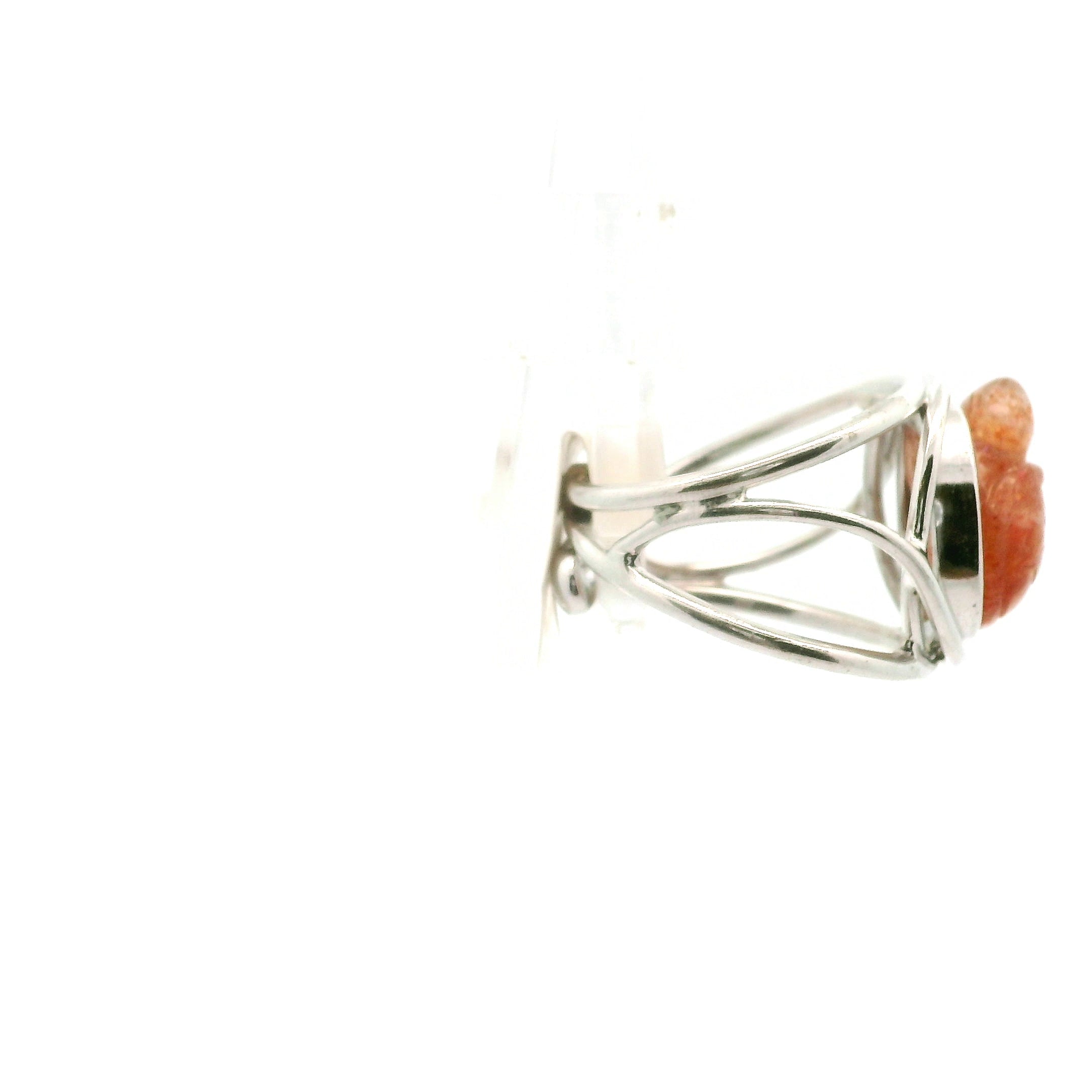 Sunstone Turtle Cuff Ring .925 Silver for Confidence and Strength