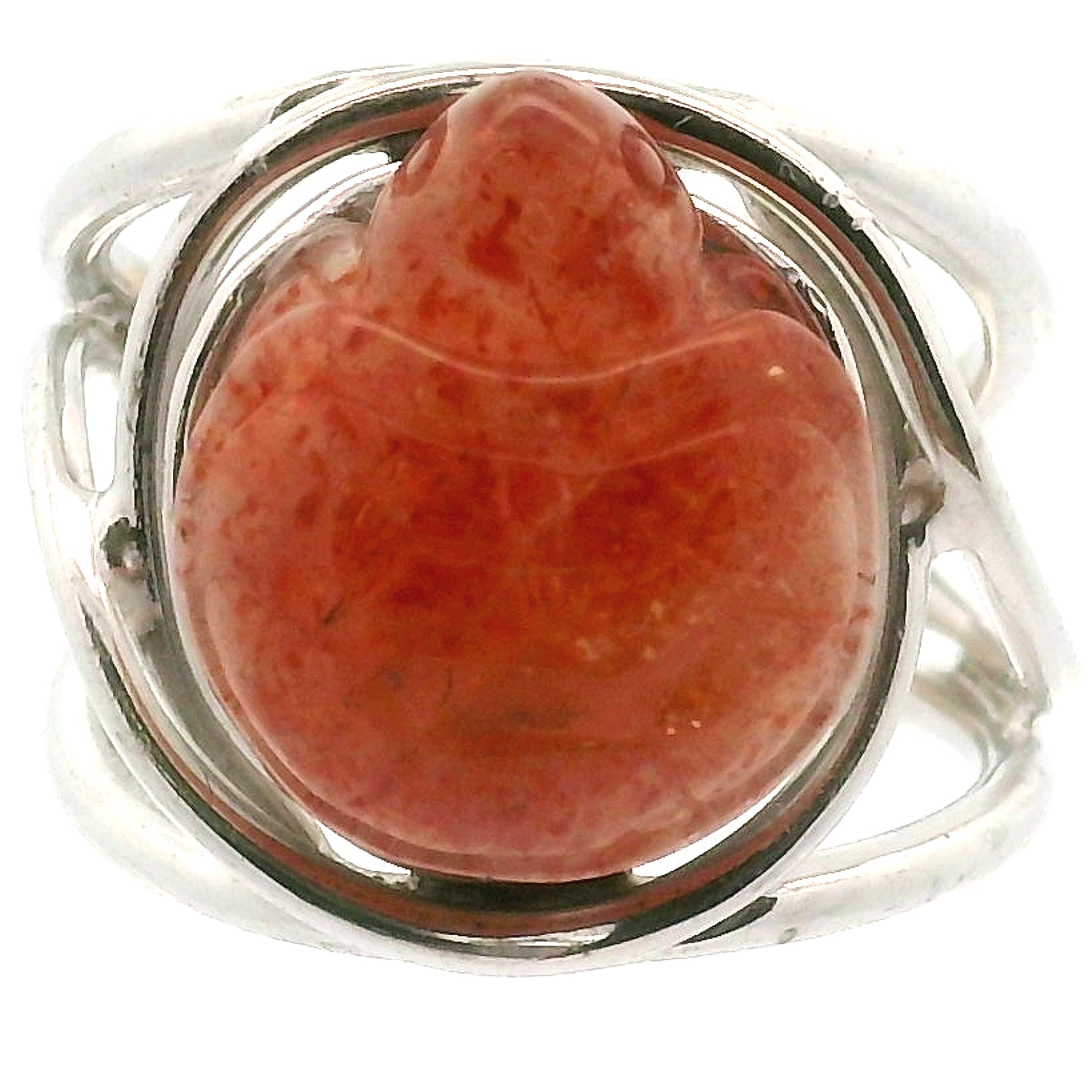 Sunstone Turtle Cuff Ring .925 Silver for Confidence and Strength