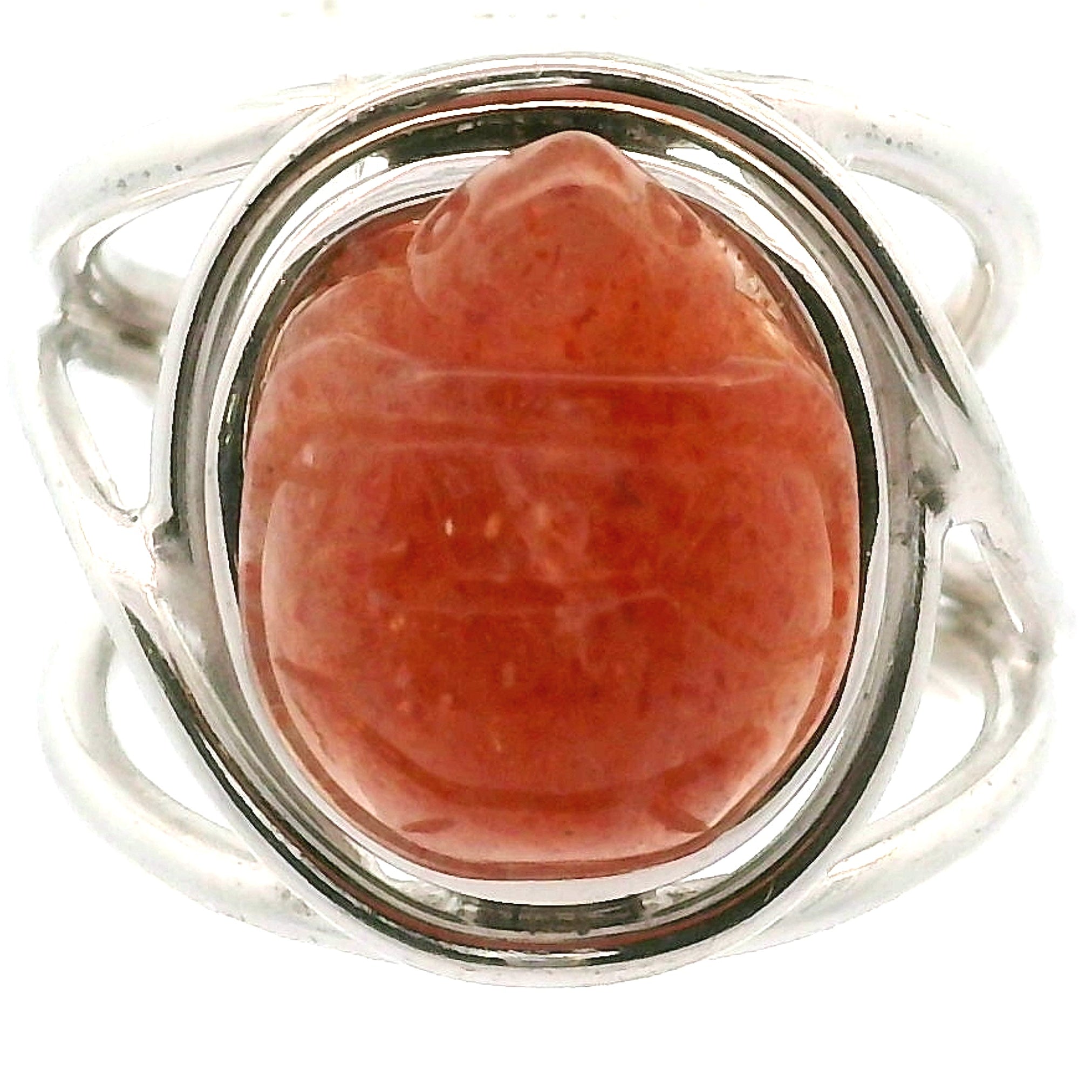 Sunstone Turtle Cuff Ring .925 Silver for Confidence and Strength