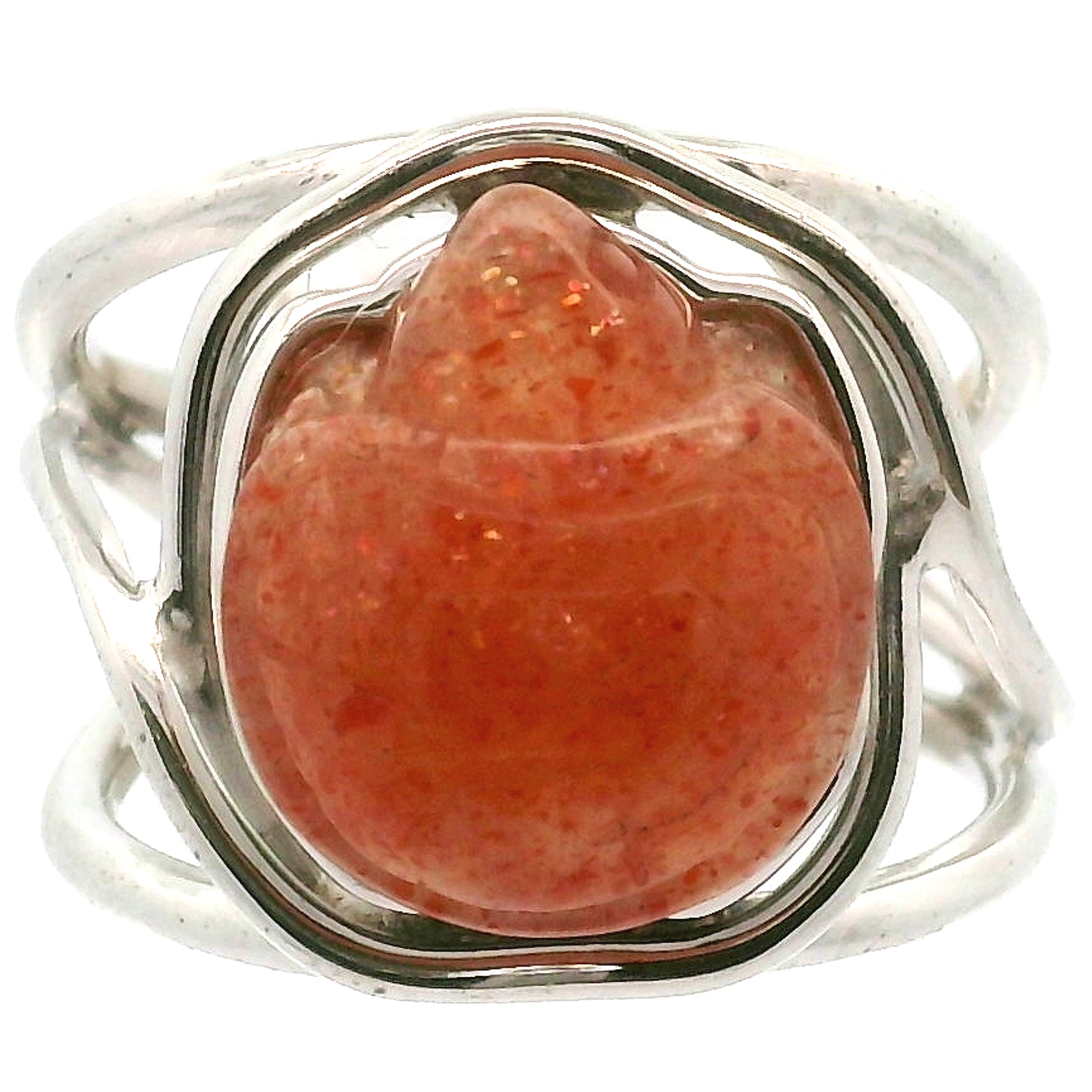 Sunstone Turtle Cuff Ring .925 Silver for Confidence and Strength
