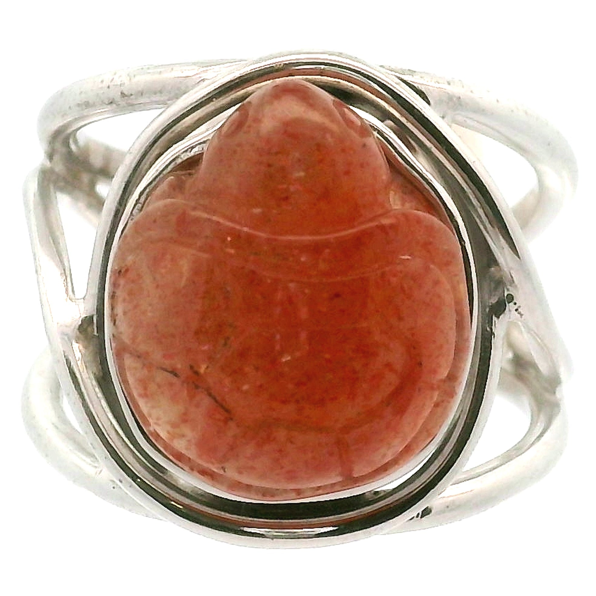 Sunstone Turtle Cuff Ring .925 Silver for Confidence and Strength