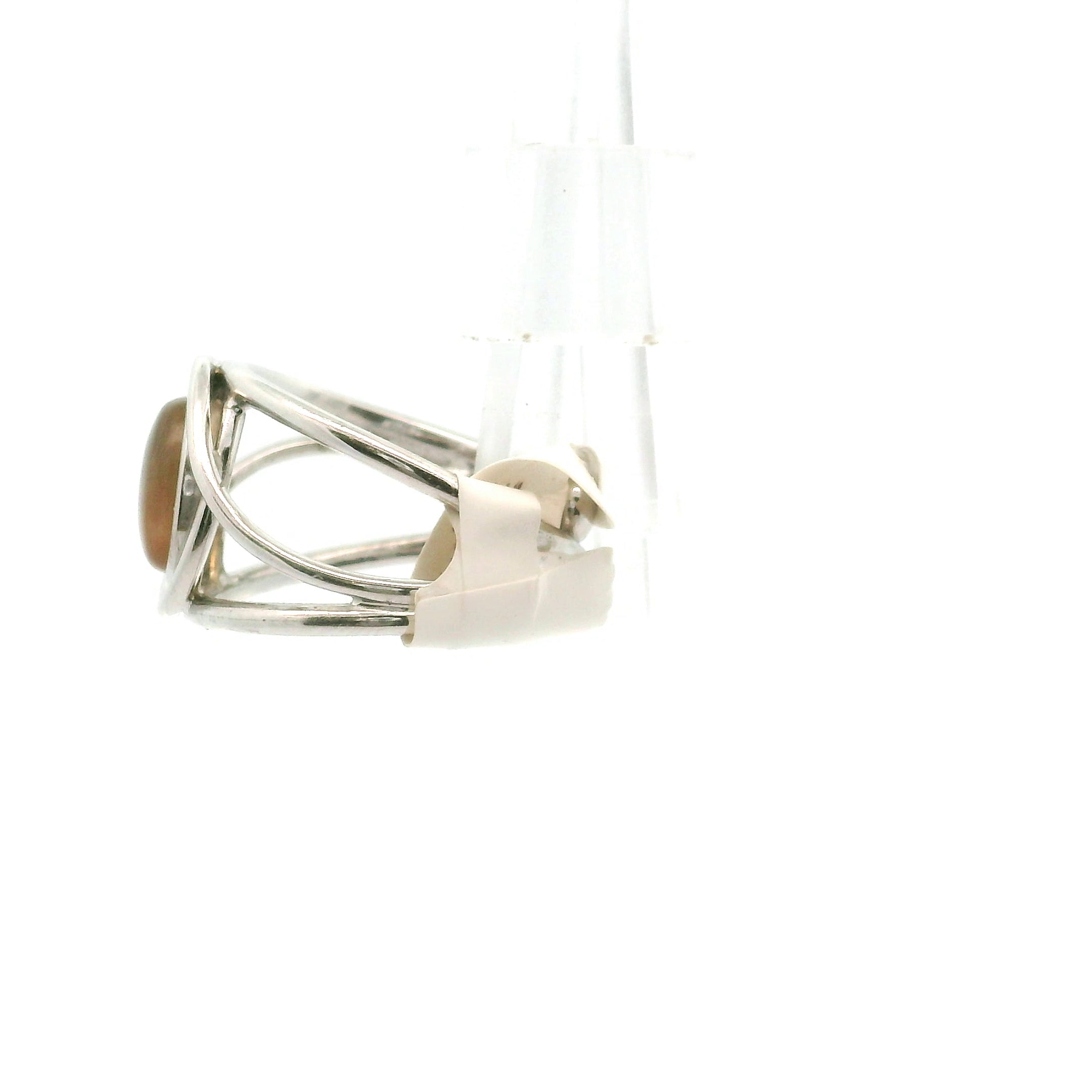 Sunstone Black Moonstone Midi Cuff Ring .925 Silver for Confidence and Strength
