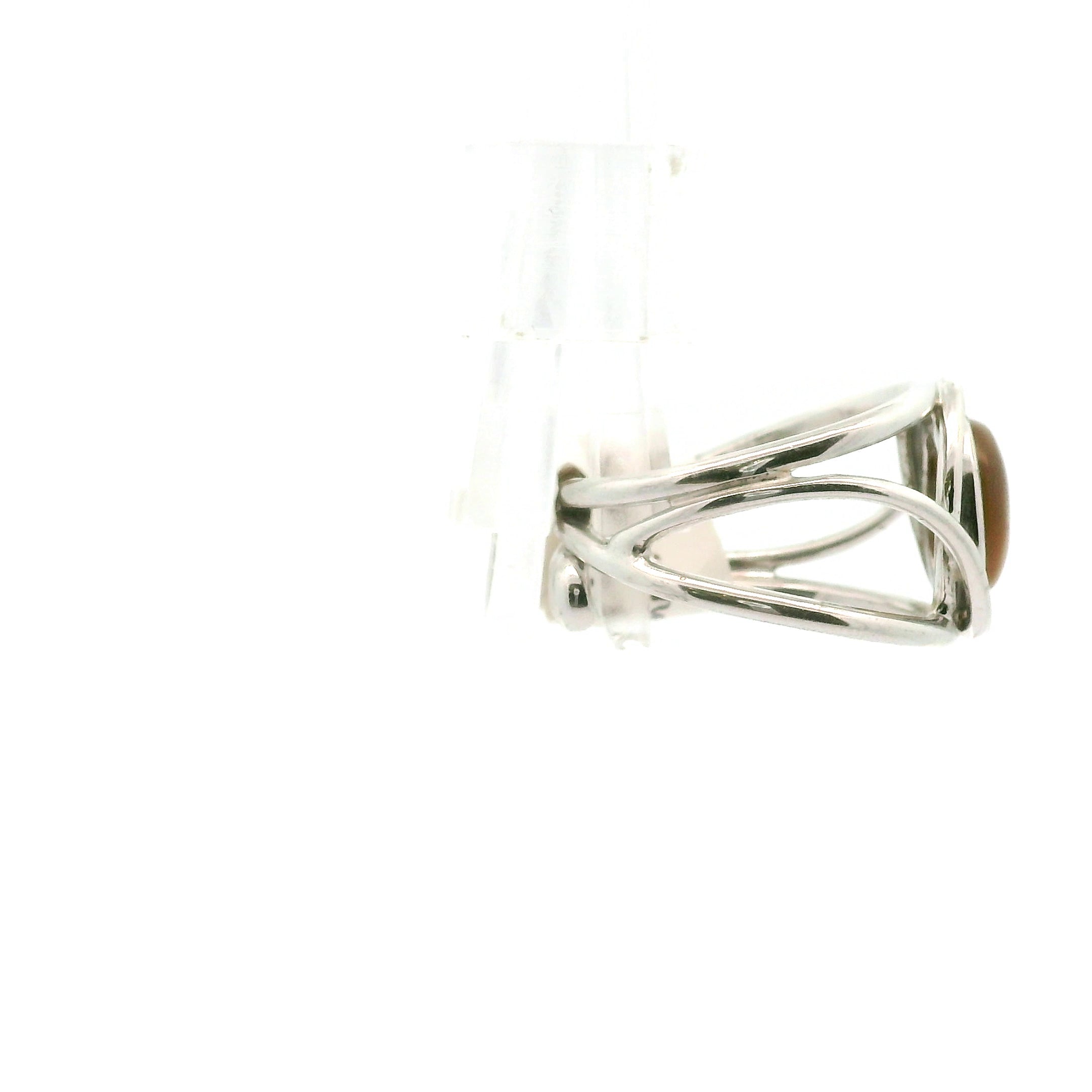 Sunstone Black Moonstone Midi Cuff Ring .925 Silver for Confidence and Strength