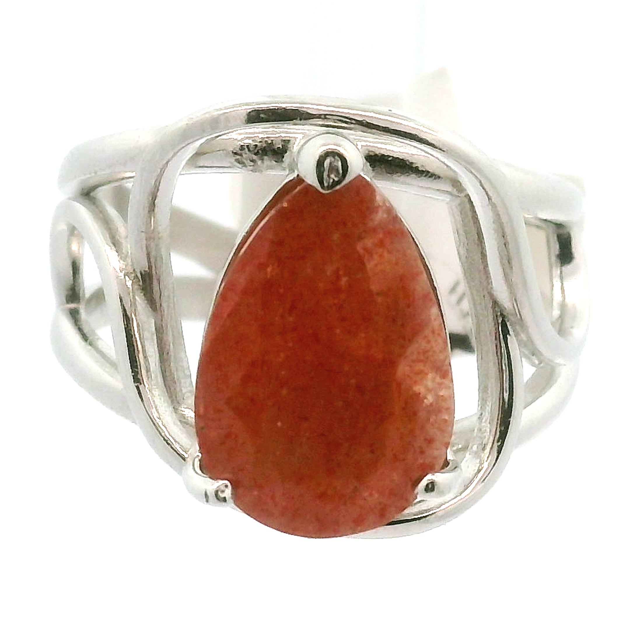 Sunstone Faceted Cuff Ring .925 Silver for Confidence and Strength