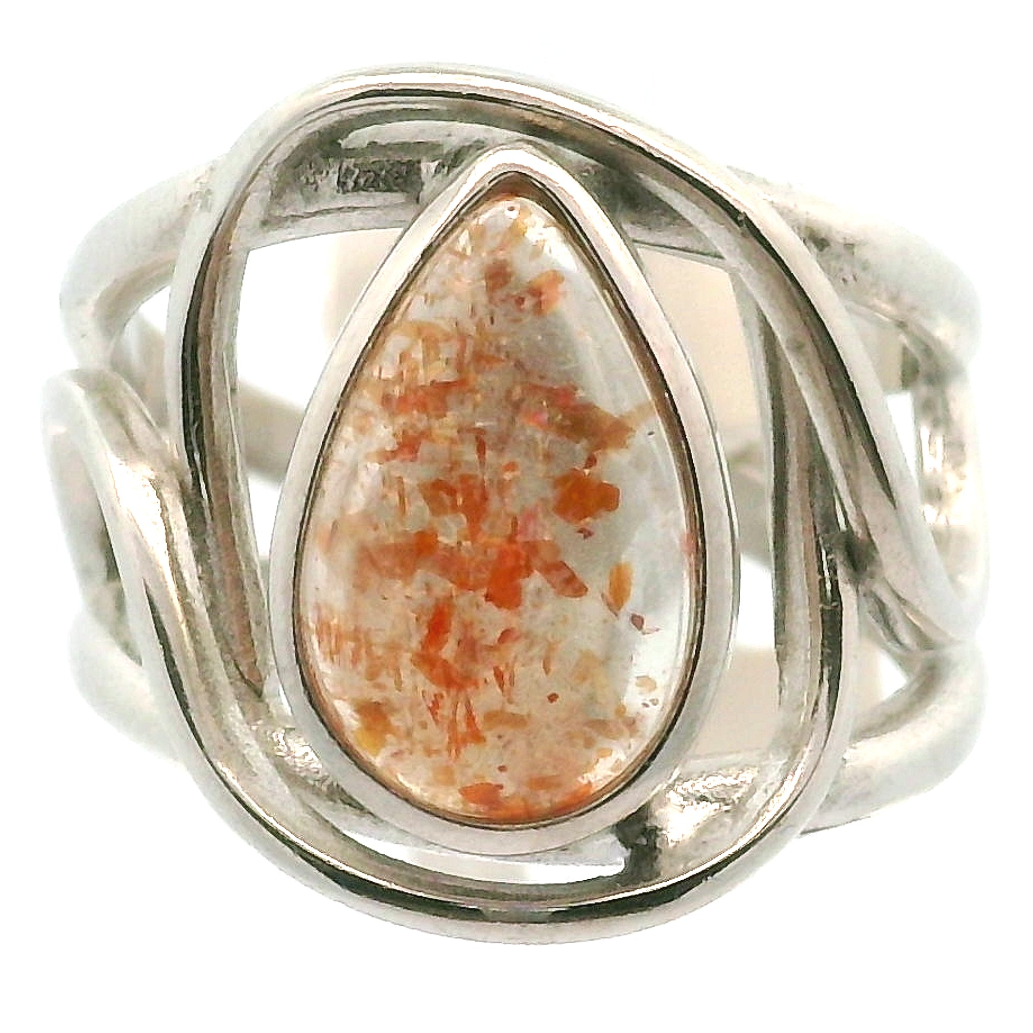 Sunstone Cuff Ring .925 Silver for Confidence and Strength