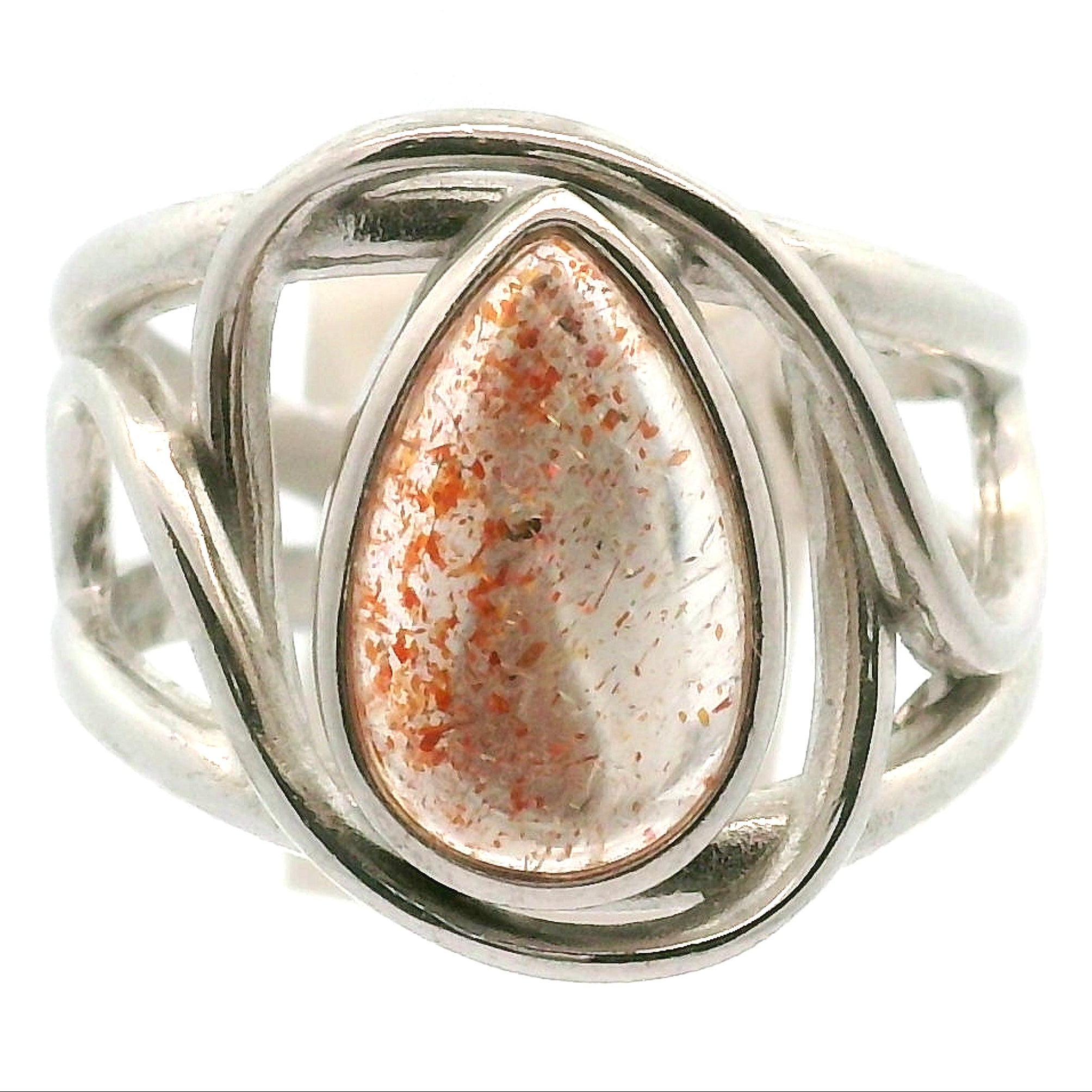 Sunstone Cuff Ring .925 Silver for Confidence and Strength