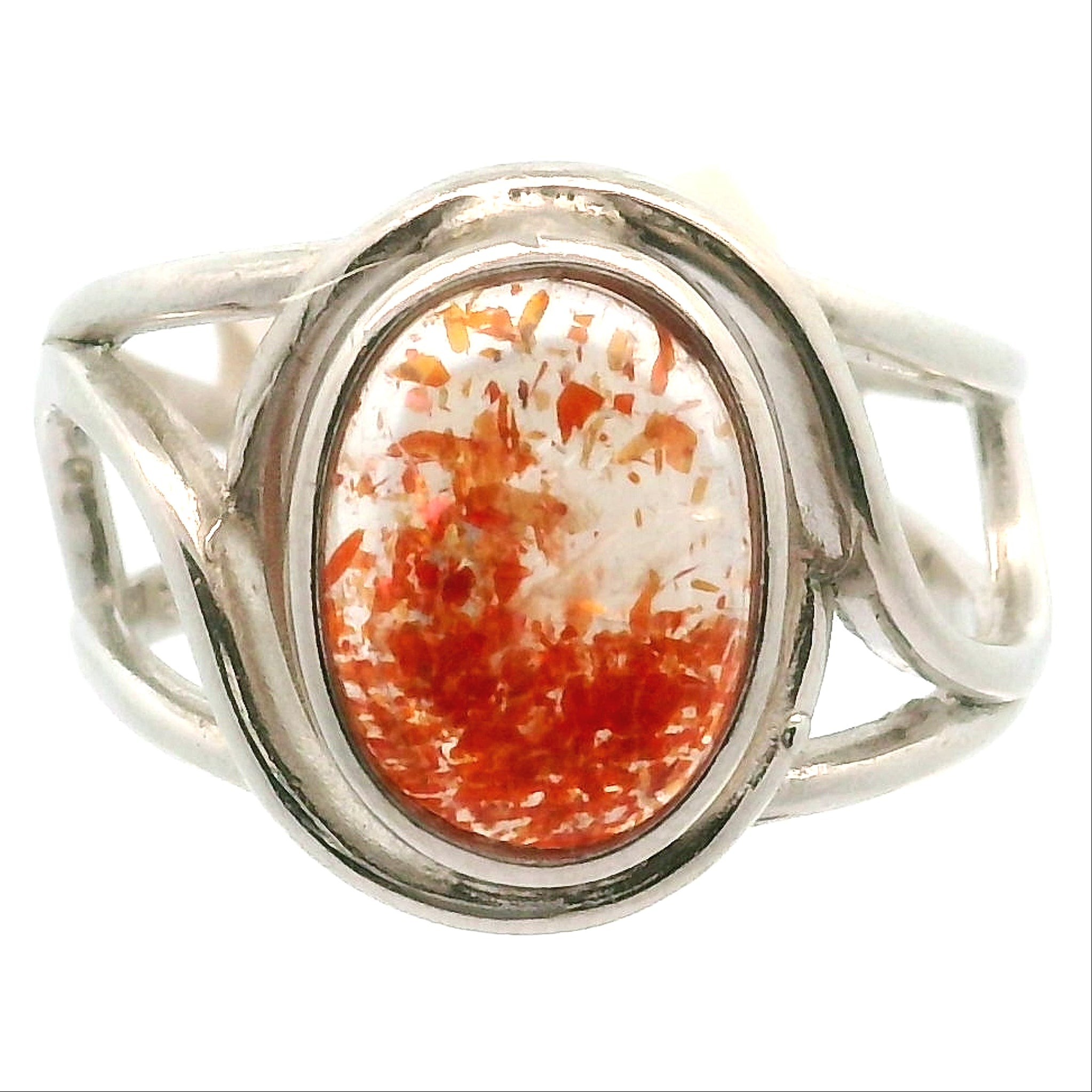 Sunstone Cuff Ring .925 Silver for Confidence and Strength