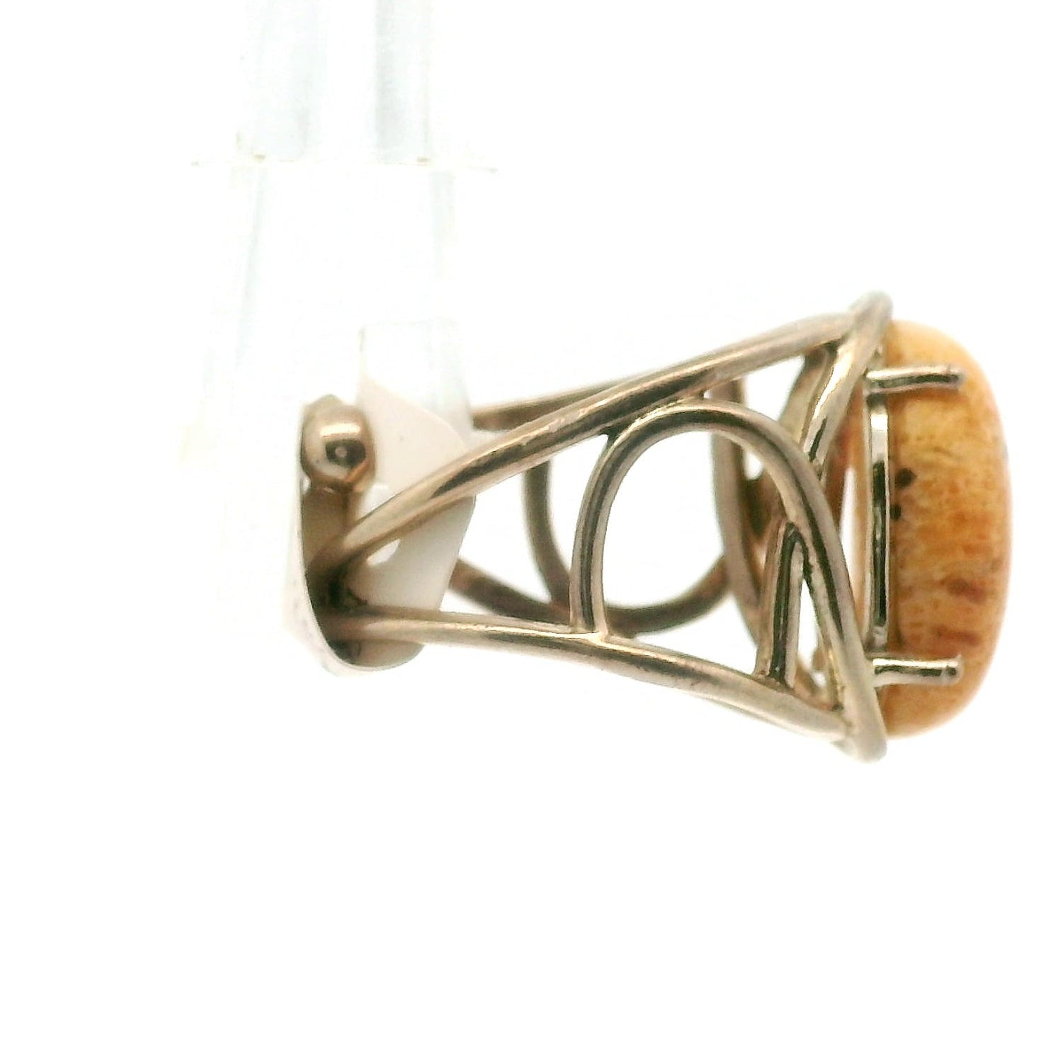 Sponge Coral Cuff Ring .925 Silver for Healing Trauma, Stability and Wisdom