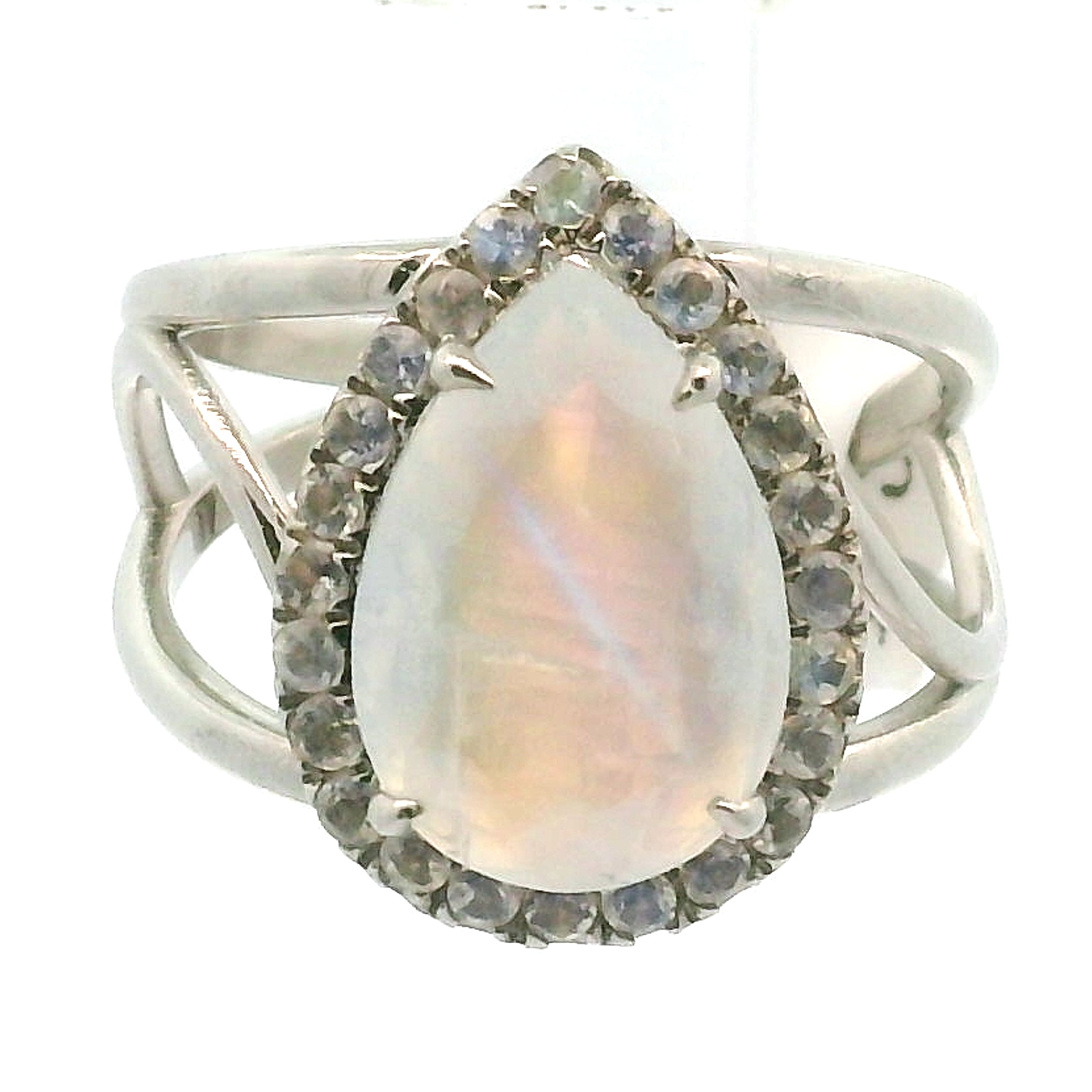 Moonstone Pavé Cuff Ring .925 Silver for New Beginnings and Divine Feminine Energy