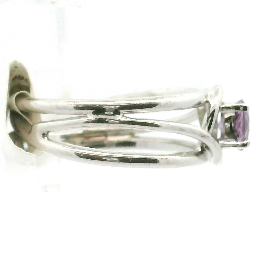 Purple Sapphire Midi Cuff Ring .925 Sterling Silver for Personal Development and Knowledge