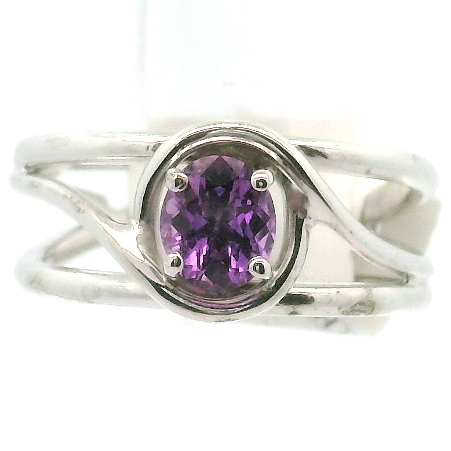 Purple Sapphire Midi Cuff Ring .925 Sterling Silver for Personal Development and Knowledge