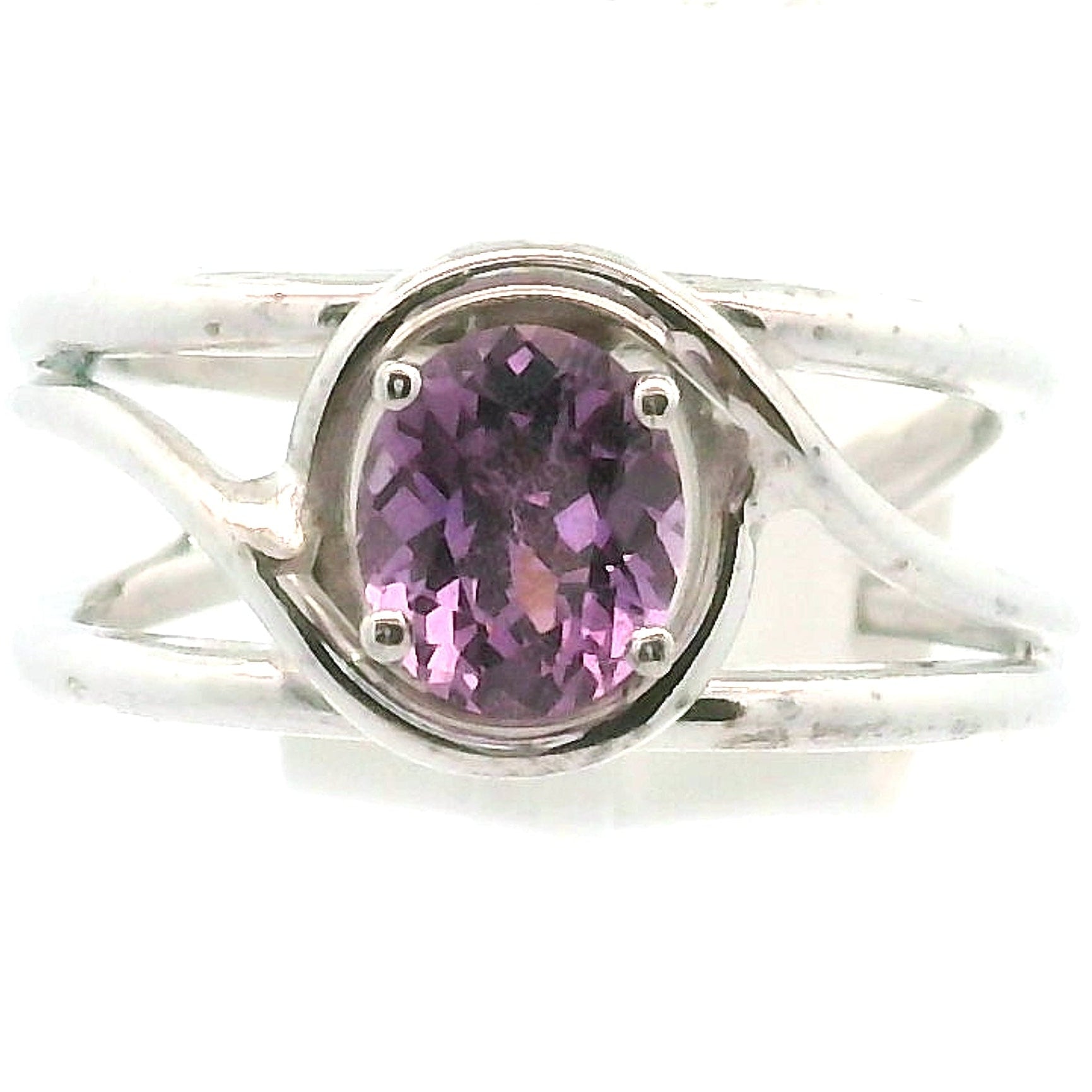Purple Sapphire Midi Cuff Ring .925 Sterling Silver for Personal Development and Knowledge