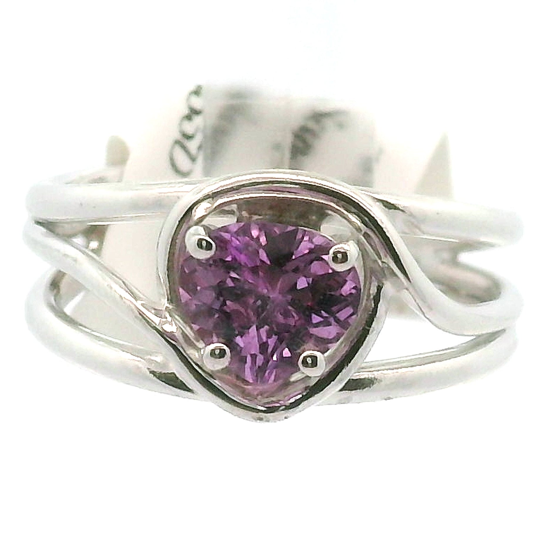 Purple Sapphire Midi Cuff Ring .925 Sterling Silver for Personal Development and Knowledge