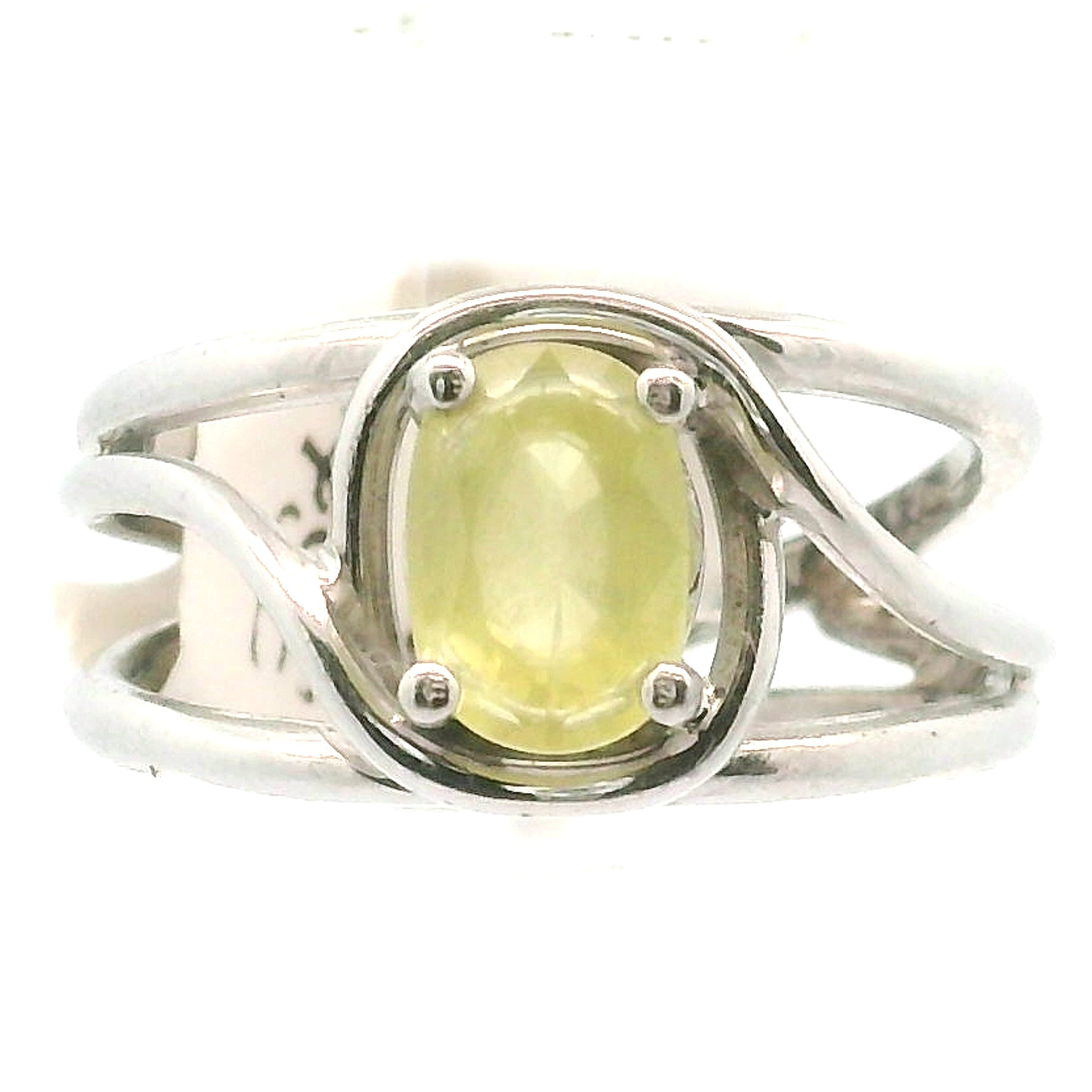 Prehnite Midi Cuff Ring .925 Silver for Heart Healing and Rejuvenation
