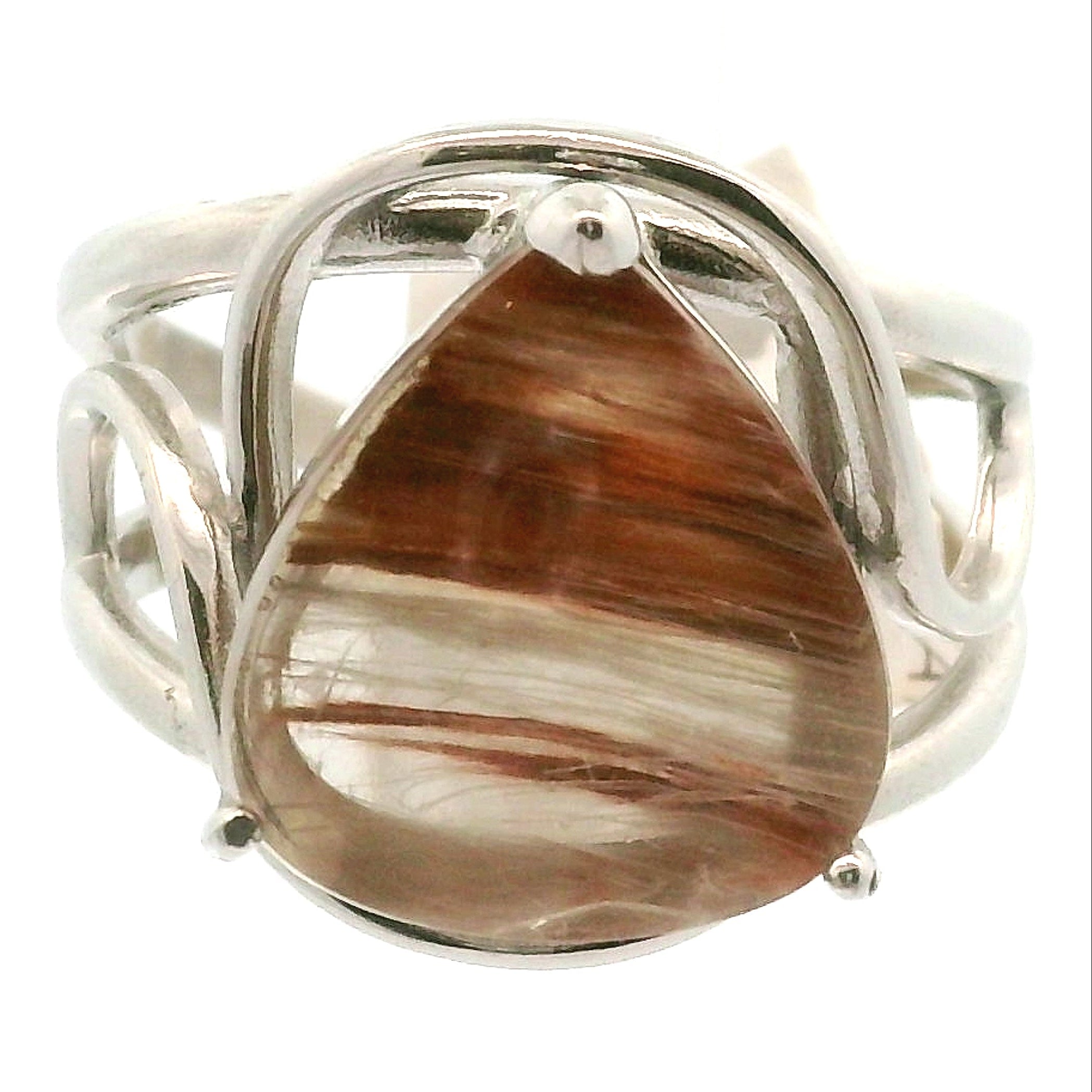 Amphibole Quartz Cuff Ring .925 Sterling Silver Adjustable Ring