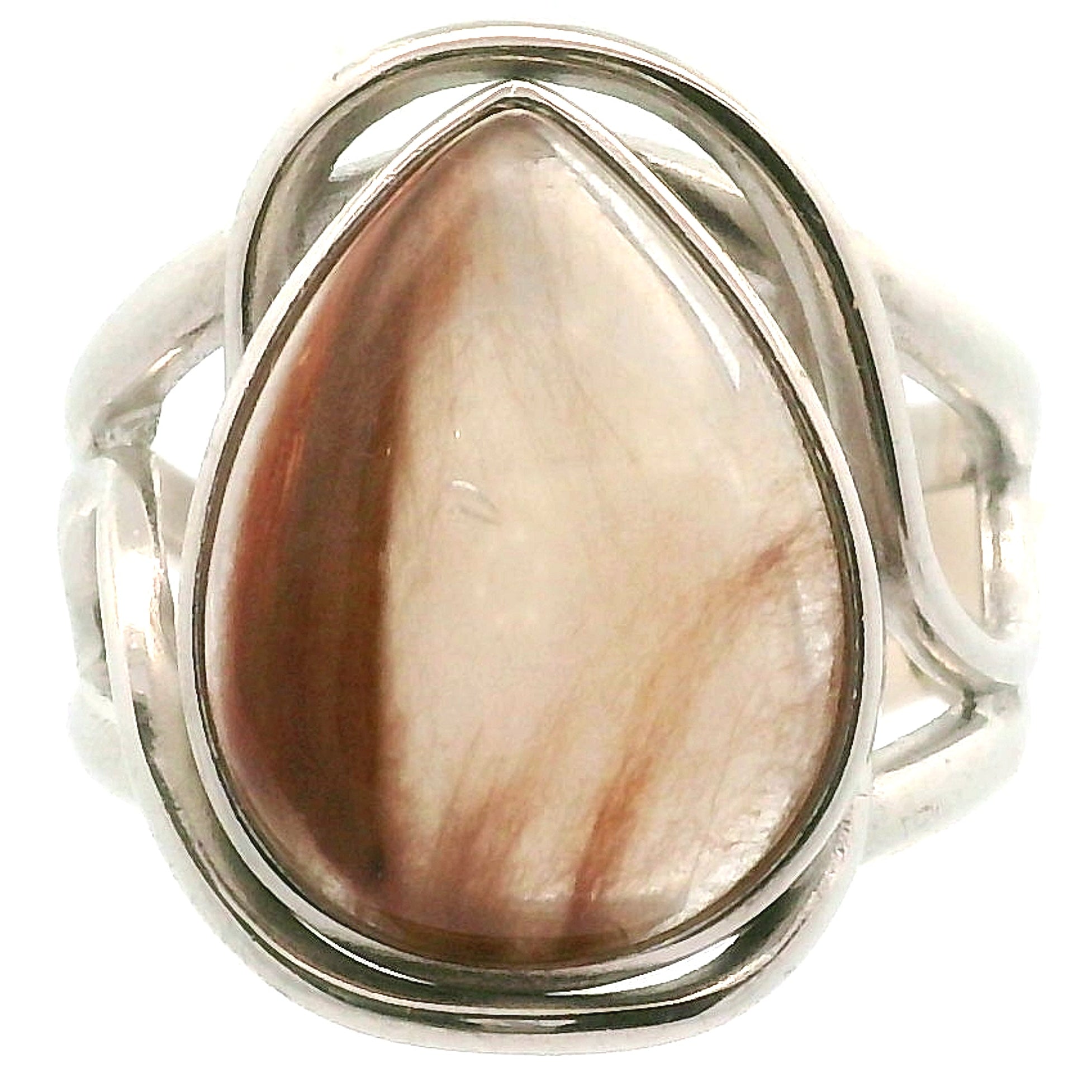 Amphibole Quartz Cuff Ring .925 Sterling Silver Adjustable Ring