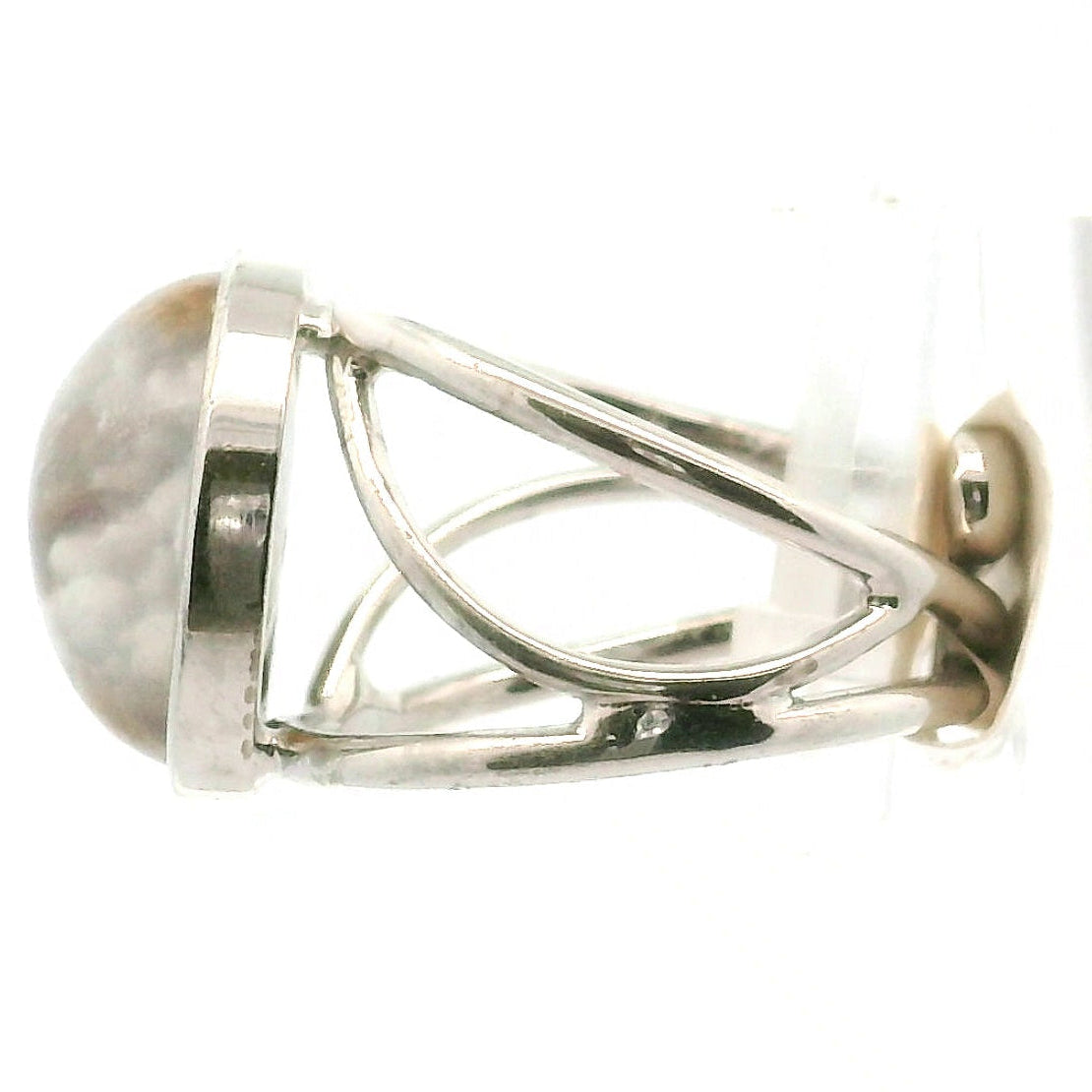 Flower Agate Cuff Ring .925 Sterling Sliver for Empowering you to Blossom