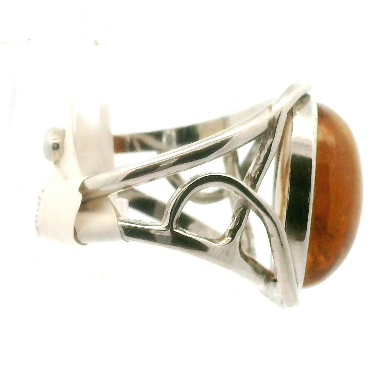 Passion Fruit Quartz Cuff Ring Adjustable Ring .925 Sterling Silver for Hope, Joy and Positivity