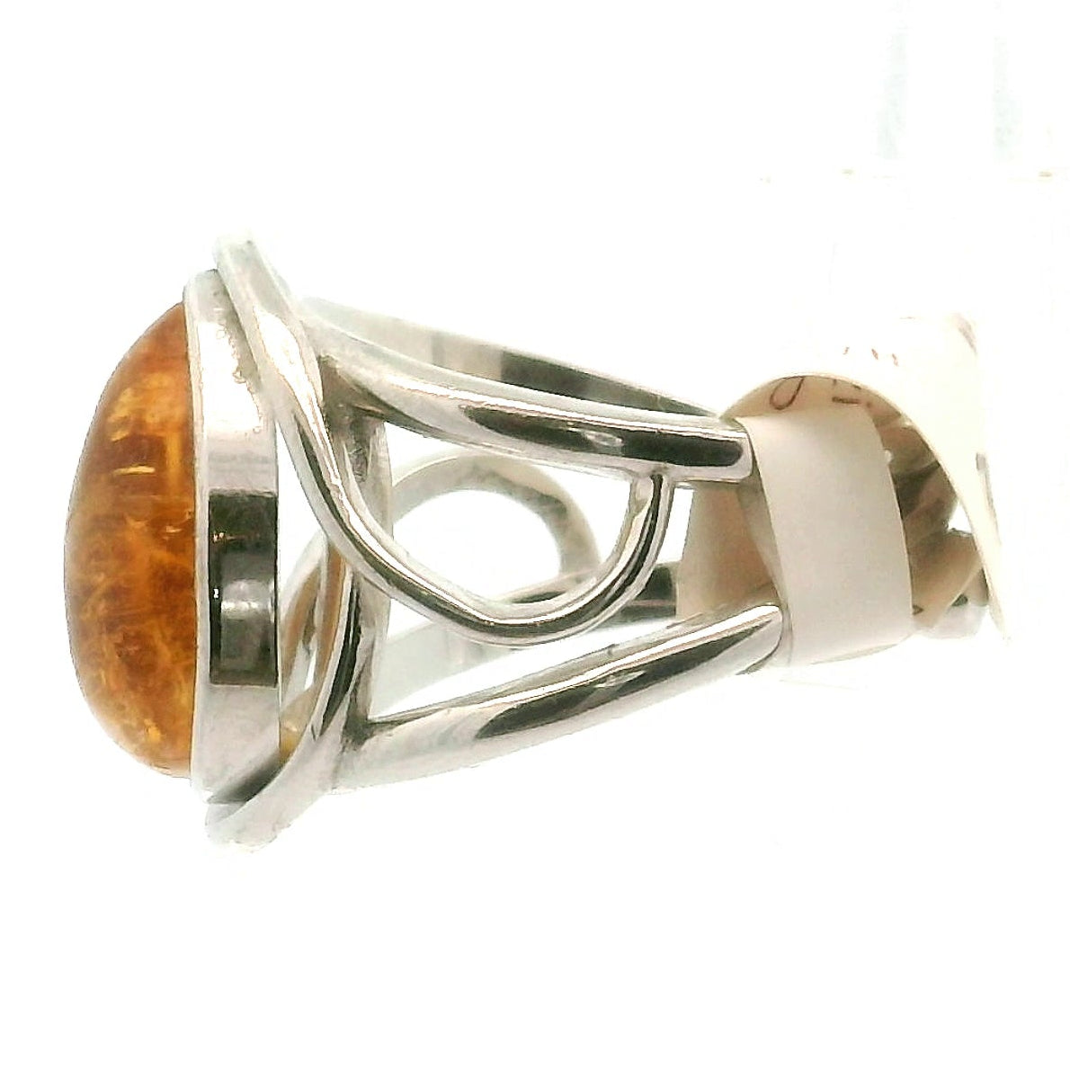 Passion Fruit Quartz Finger Cuff Adjustable Ring .925 Sterling Silver for Hope, Joy and Positivity