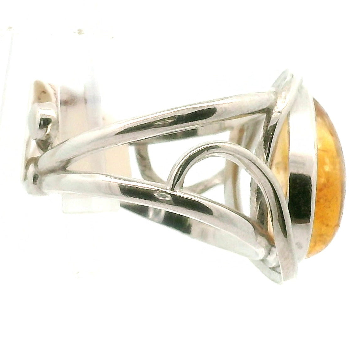 Passion Fruit Quartz Finger Cuff Adjustable Ring .925 Sterling Silver for Hope, Joy and Positivity