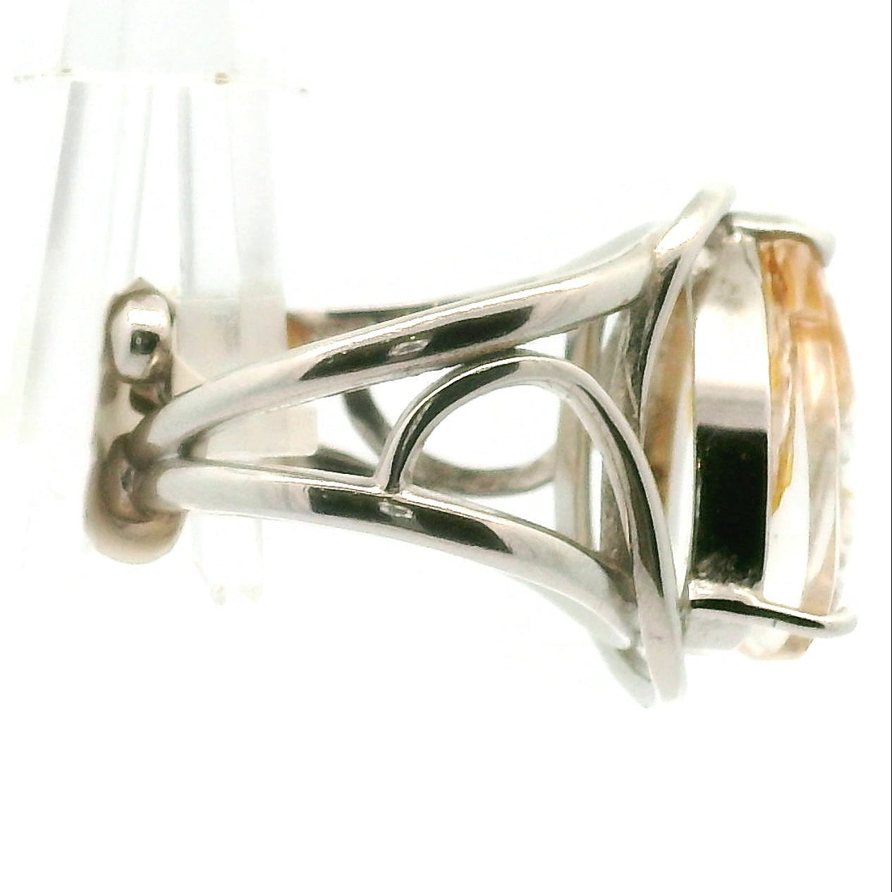 Passion Fruit Quartz Finger Cuff Adjustable Ring .925 Sterling Silver for Hope, Joy and Positivity