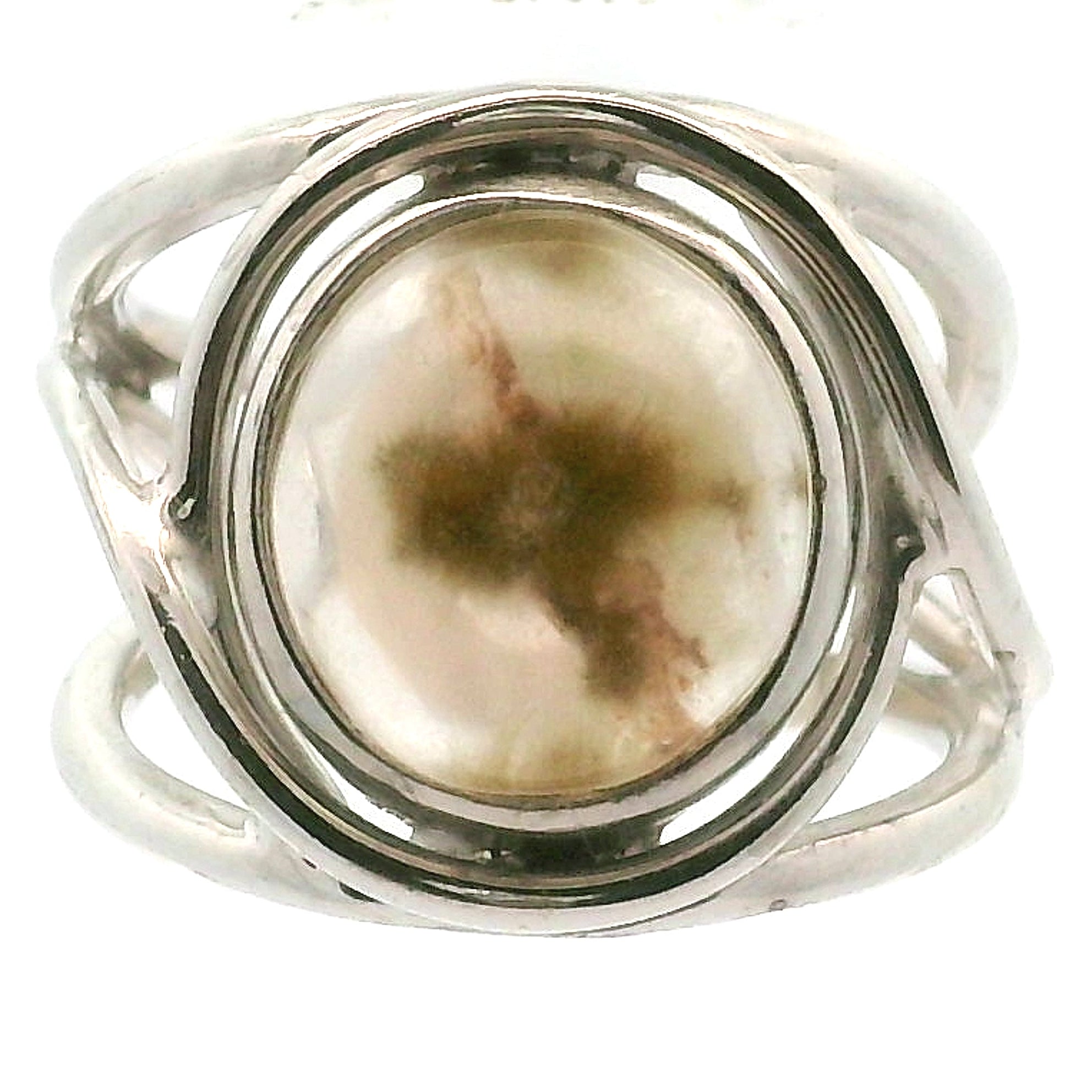 Garden Quartz with Hollandite Adjustable Cuff Ring .925 Sterling Silver for Insight, Meditation & Shamanic Journey