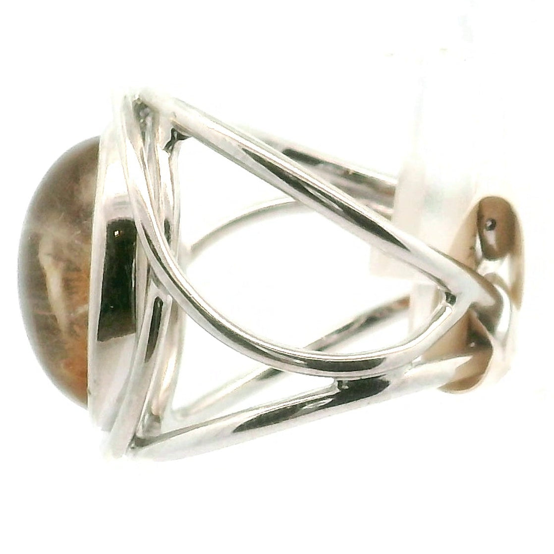 Garden Quartz with Gold Rutile Cuff Ring .925 Silver for Insight, Meditation & Shamanic Journey