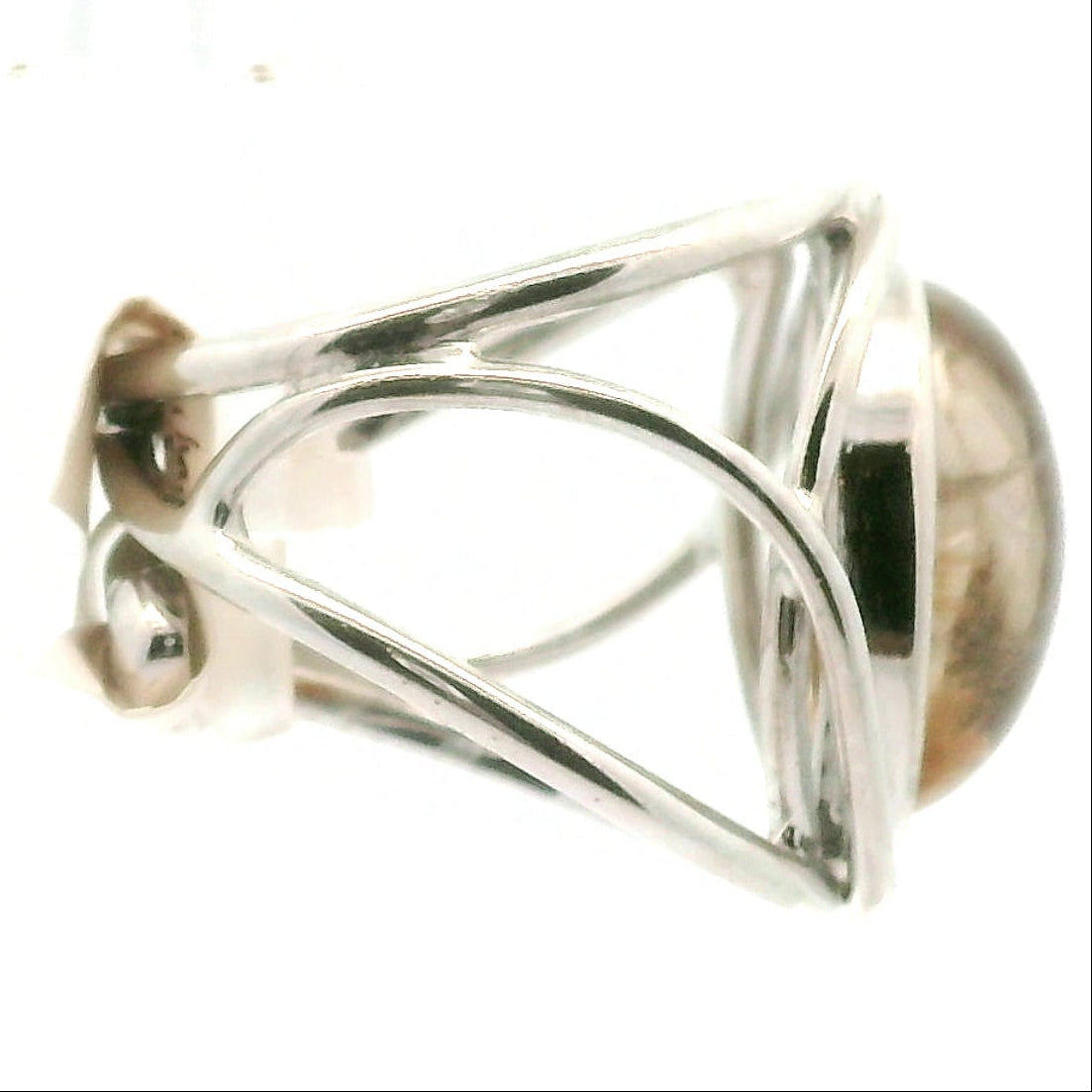 Garden Quartz with Gold Rutile Cuff Ring .925 Silver for Insight, Meditation & Shamanic Journey