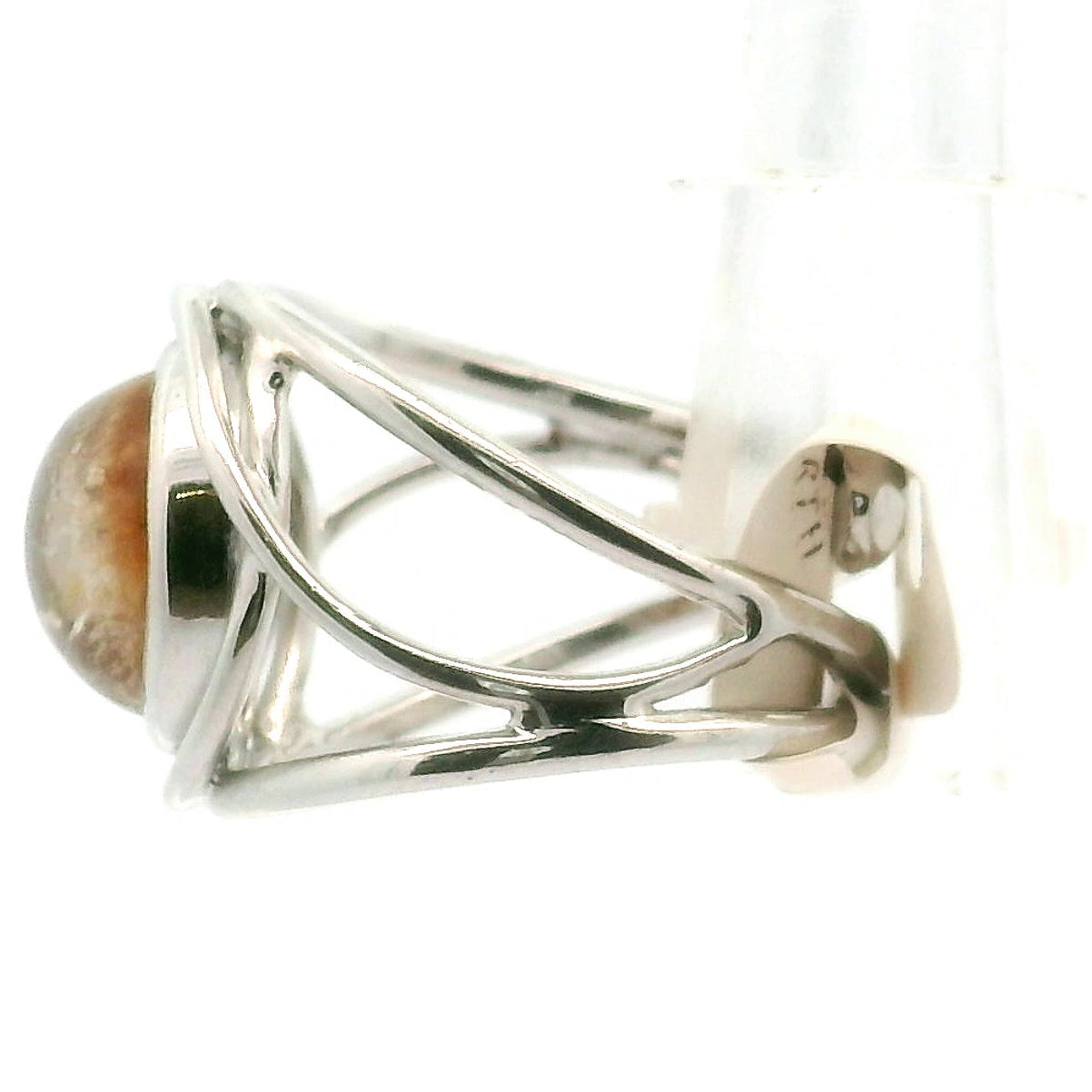 Garden Quartz with Gold Rutile Cuff Ring .925 Silver for Insight, Meditation & Shamanic Journey