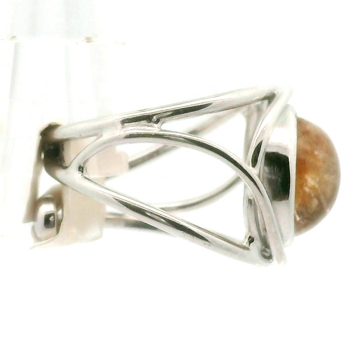 Garden Quartz with Gold Rutile Cuff Ring .925 Silver for Insight, Meditation & Shamanic Journey